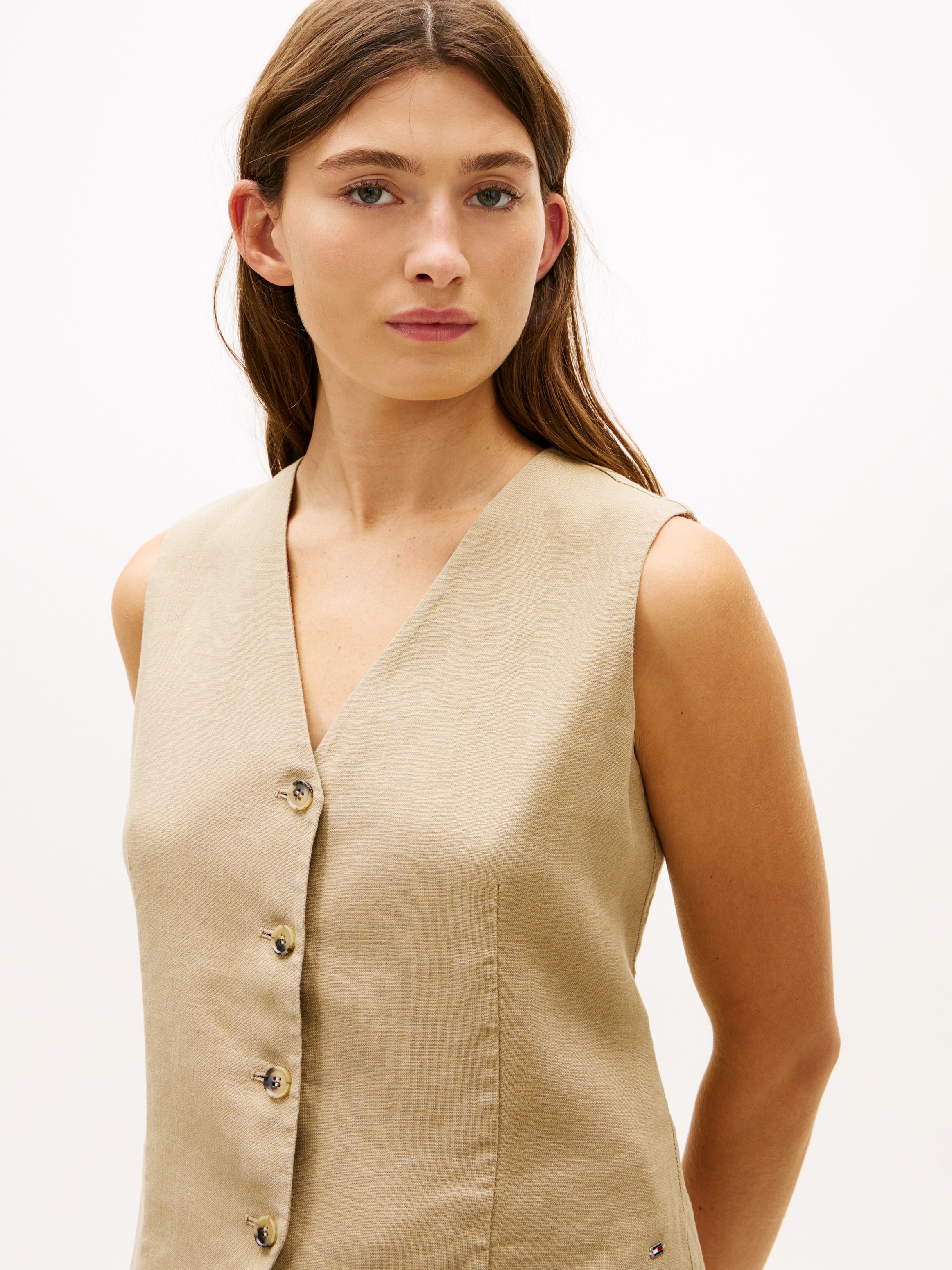 Tommy Hilfiger Anzugweste »NEW ESS LINEN VEST« mit Logo-Stickerei