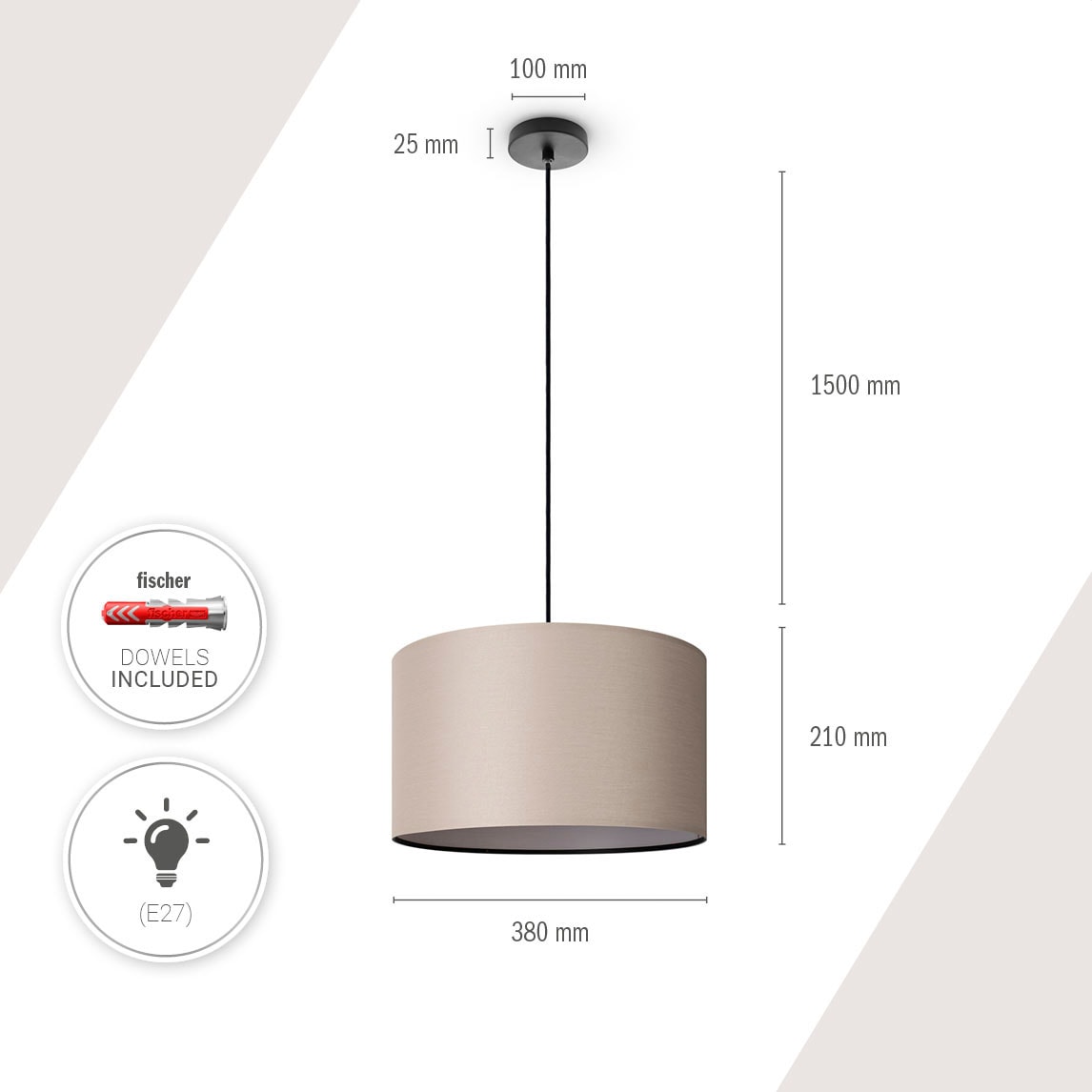 Paco Home Pendelleuchte »HUGO UNI COLOR« E27 Deckenlampe LED  Wohnzimmer Und Schlafzimmer, Unifarben, Deko E27
