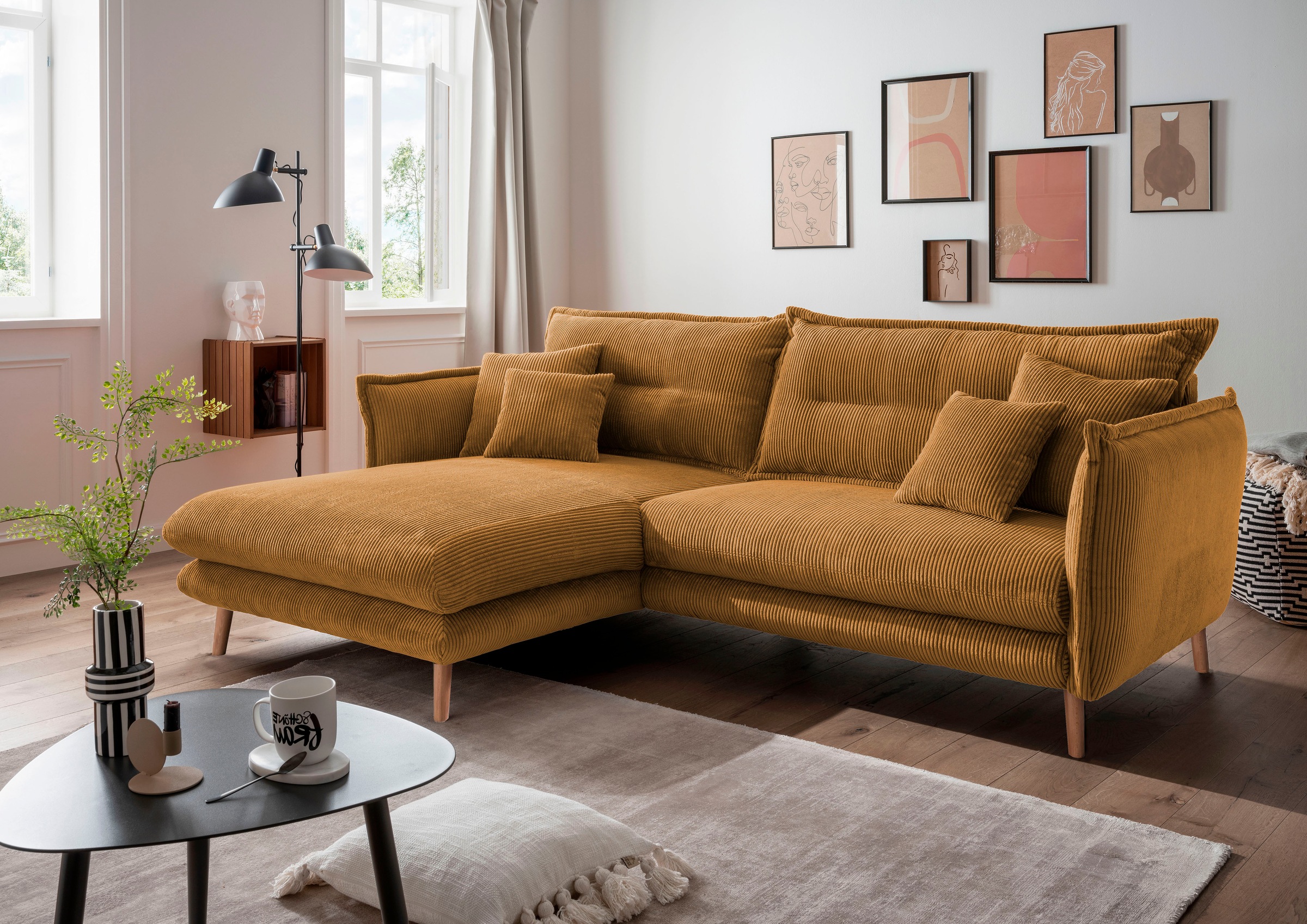 INOSIGN Ecksofa »Lazio modern und bequem, schmale Armlehnen, tolle Detailve günstig online kaufen