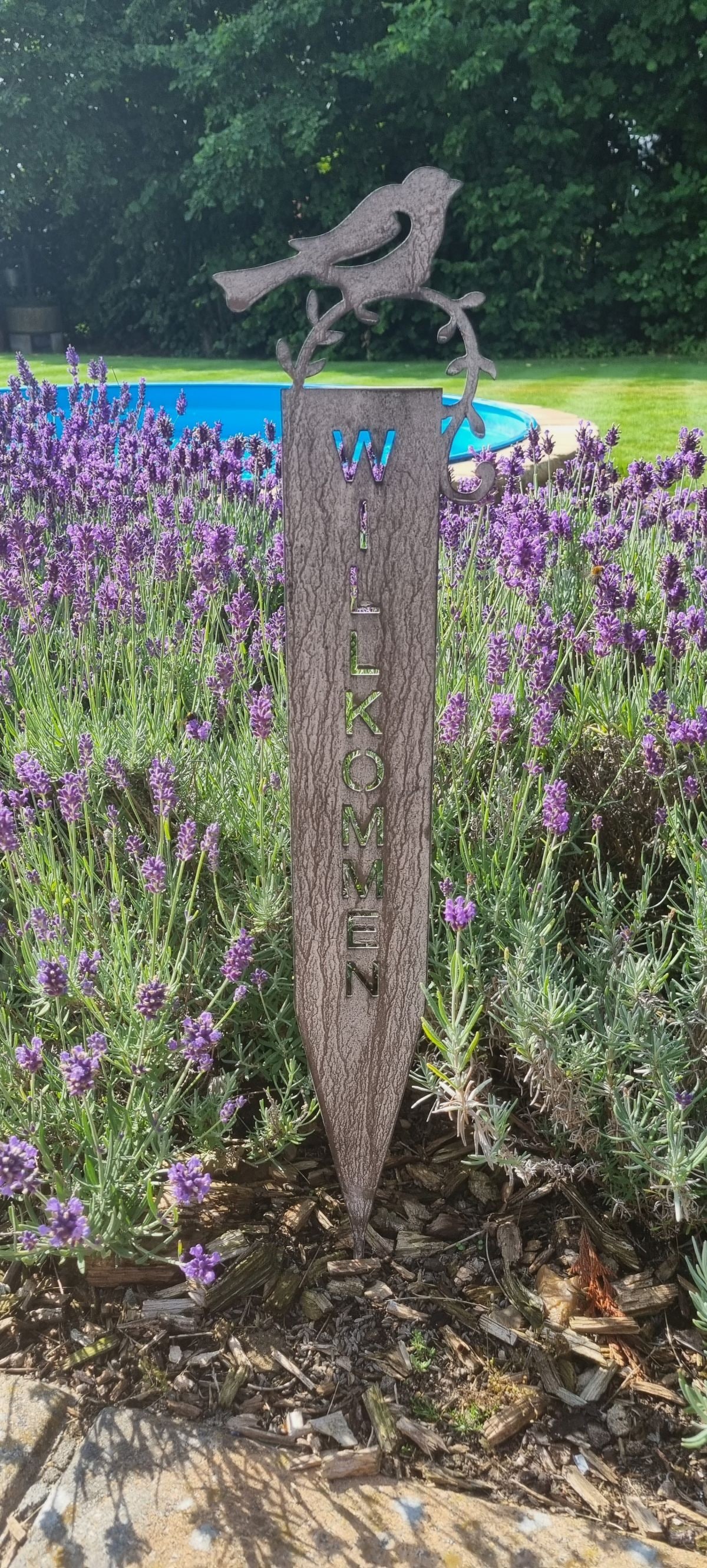 Ambiente Haus Gartenstecker »Willkommen (H) 70cm« mit Vogel und Schriftzug für Außenbereich