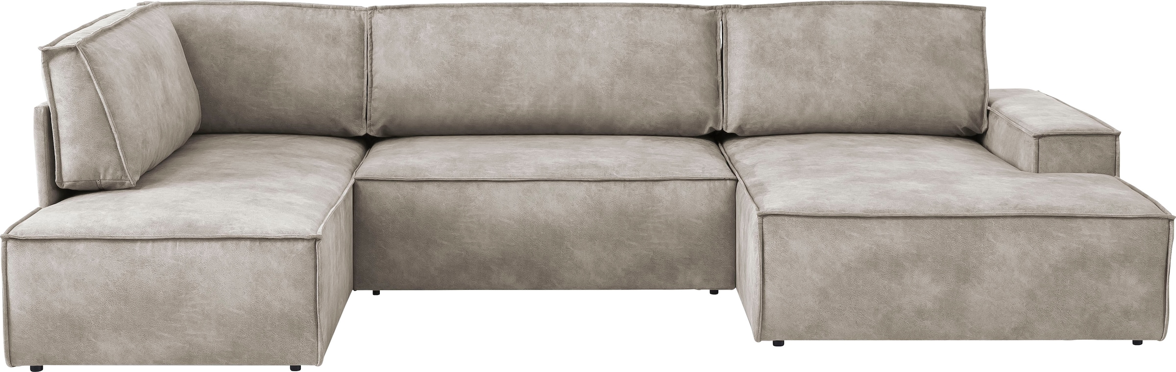 Home affaire Wohnlandschaft »SHERWOOD 329 cm, U-Form, Schlafsofa,«, Schlaffunktion m. Bettkasten (194x139 cm), Cord, Vintage, Samtvelours