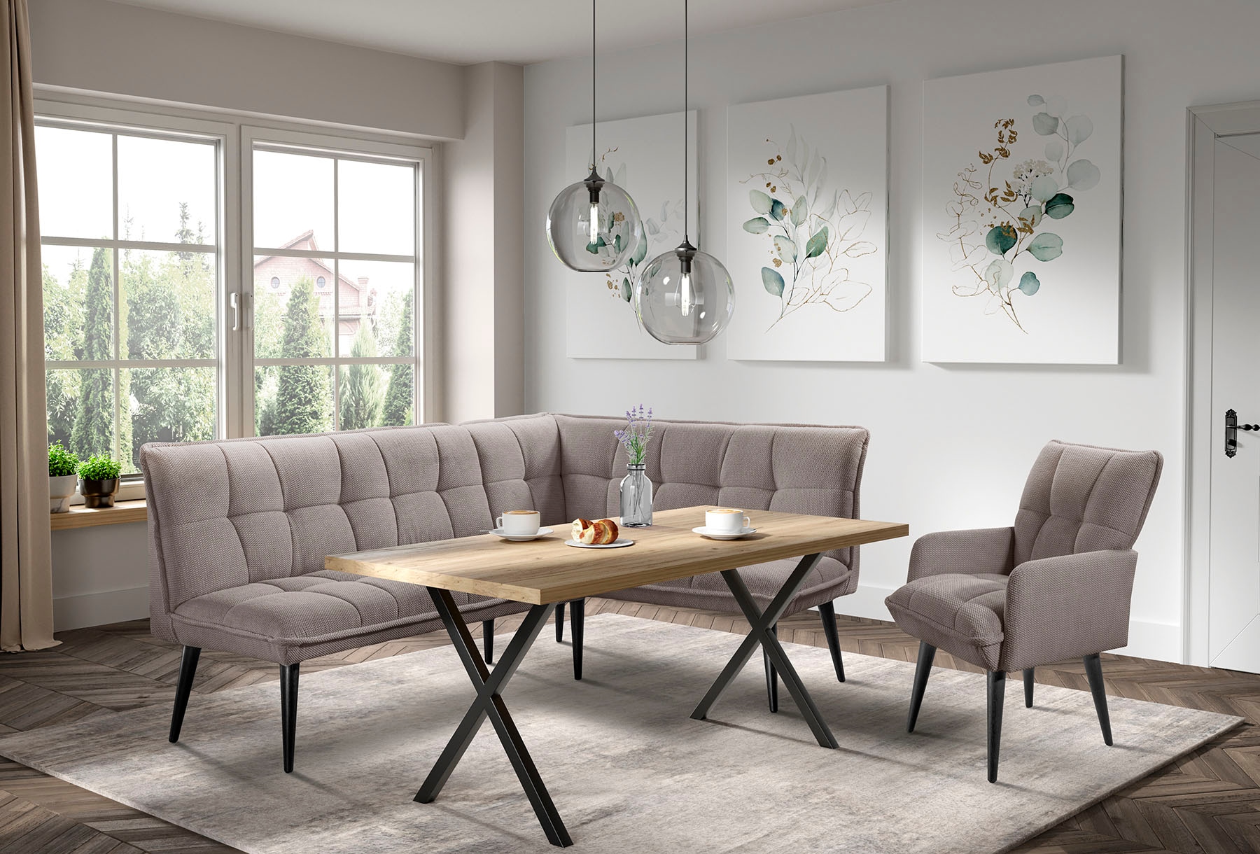 exxpo - sofa fashion Essbank hoher Sitzkomfort, bequem und elegant, hochwertige Detailverarbeitung