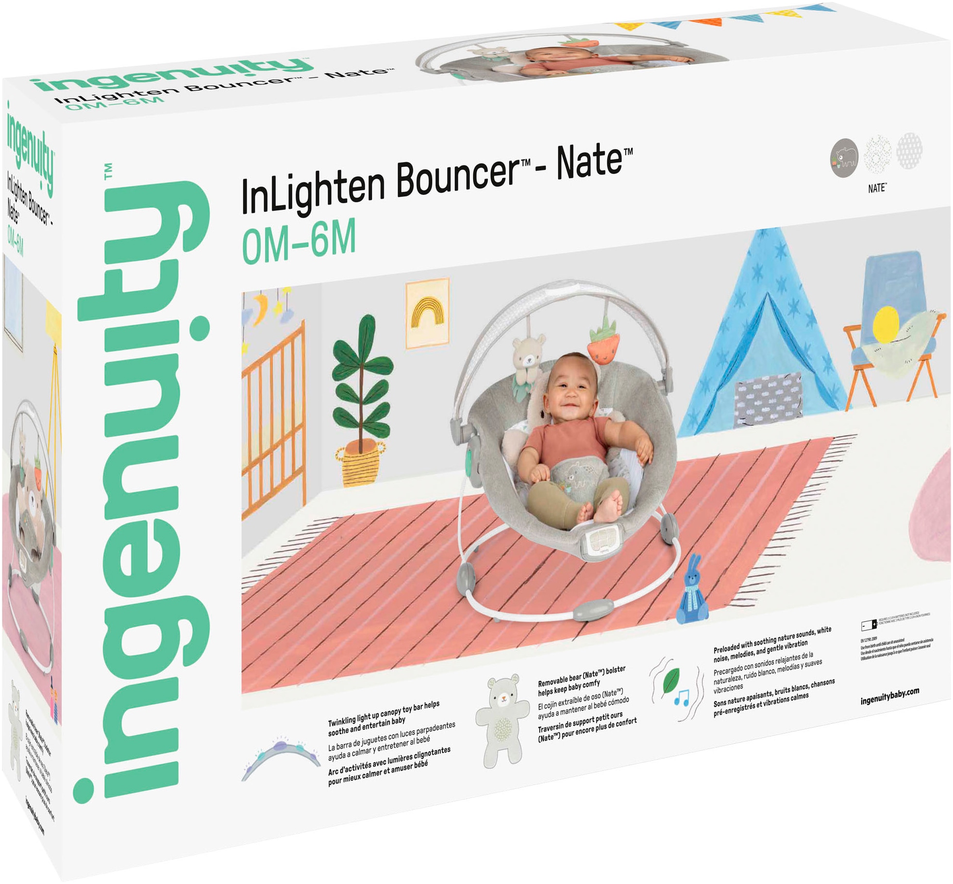 ingenuity Babyschaukel »InLighten Bouncer™ - Nate™«, bis 9 kg, mit Licht und Sound