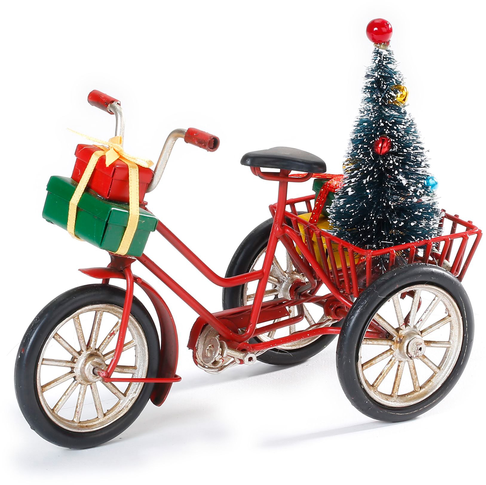 CHRISTMAS GOODS by Inge Dekoobjekt »Dreirad mit Transportkorb«, (1 St.),  Inkl. Weihnachtsbaum und Geschenken auf Rechnung kaufen