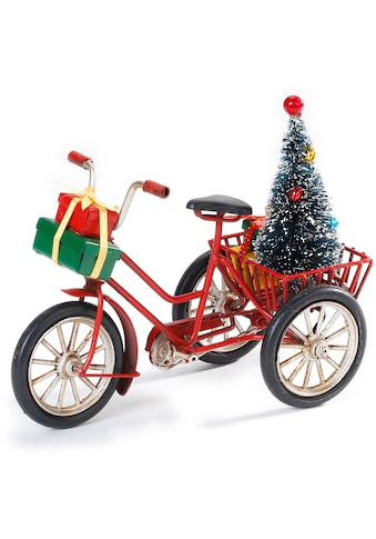Weihnachtsfigur »Dreirad mit Transportkorb, Weihnachtsdeko rot«