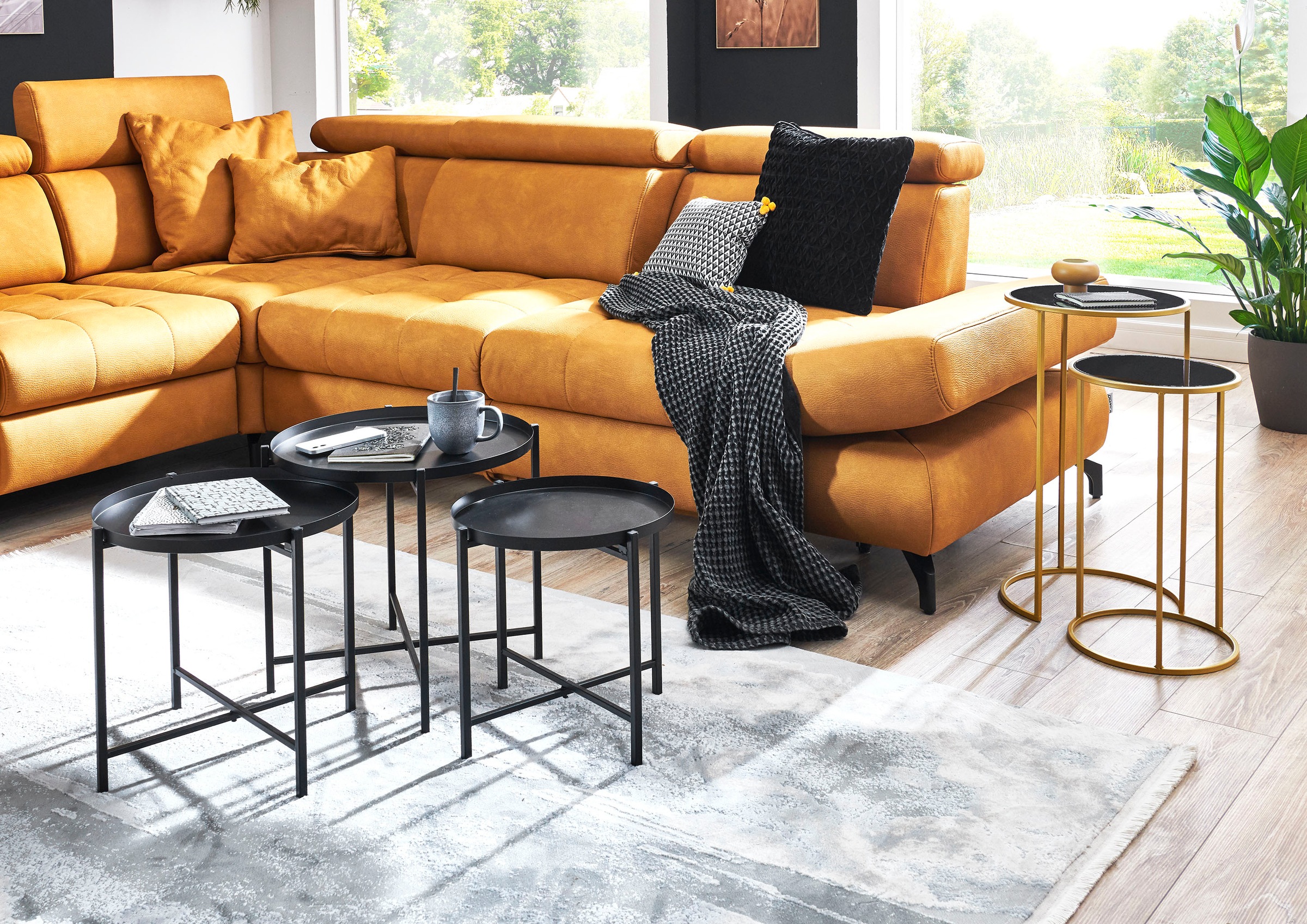 HAKU Beistelltisch »Sofatisch, Wohnzimmertisch« Set, 3er Set, 3 Stk. tlg. rund - aus Metall Schwarz - Ø/H 39/37 und 43/40 und 48/43 cm