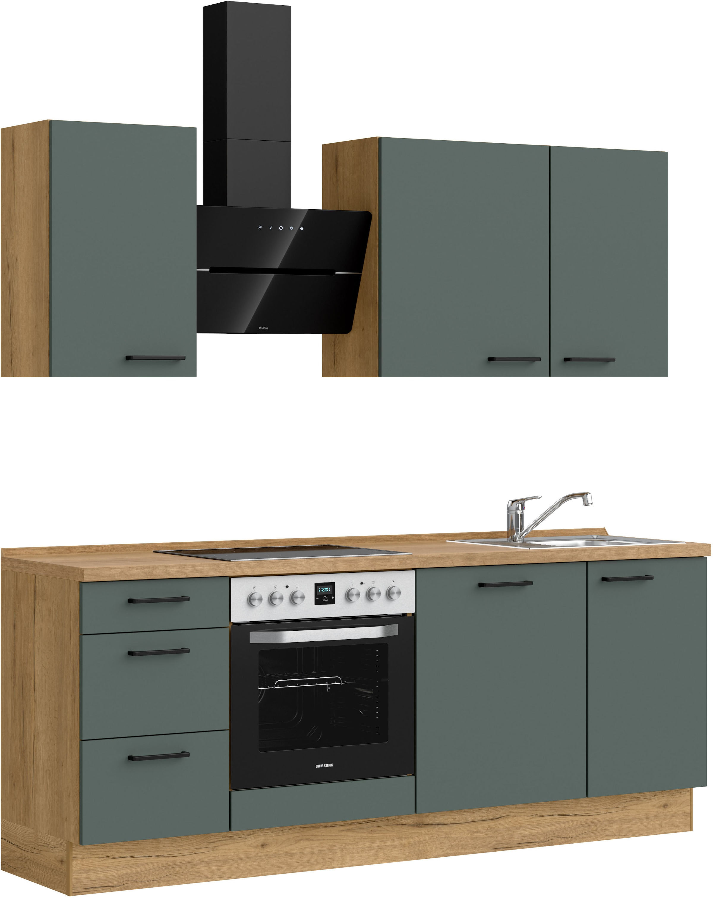 nobilia® Küchenzeile »"Easytouch II"«, vormontiert, Ausrichtung wählbar, Breite 210 cm, wahlw. mit E-Geräten