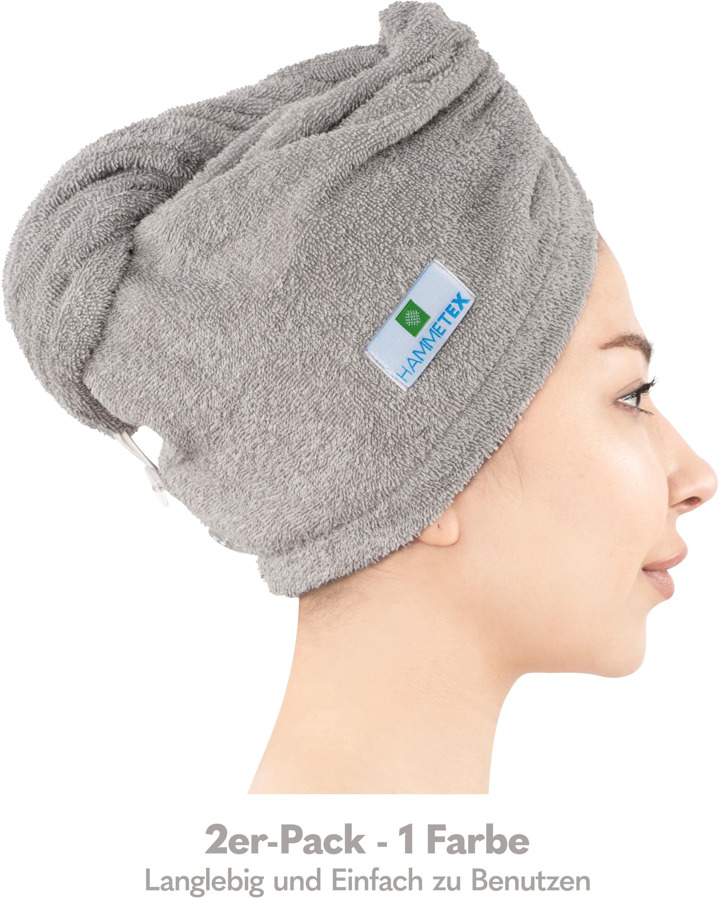 HAMMETEX Turban-Handtuch »2er Set Haarturban Damen, 100% Baumwolle, Flausch günstig online kaufen