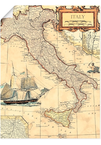 Artland Wandbild »Italienkarte«, Landkarten, (1 St.), in vielen Größen & Produktarten... kaufen