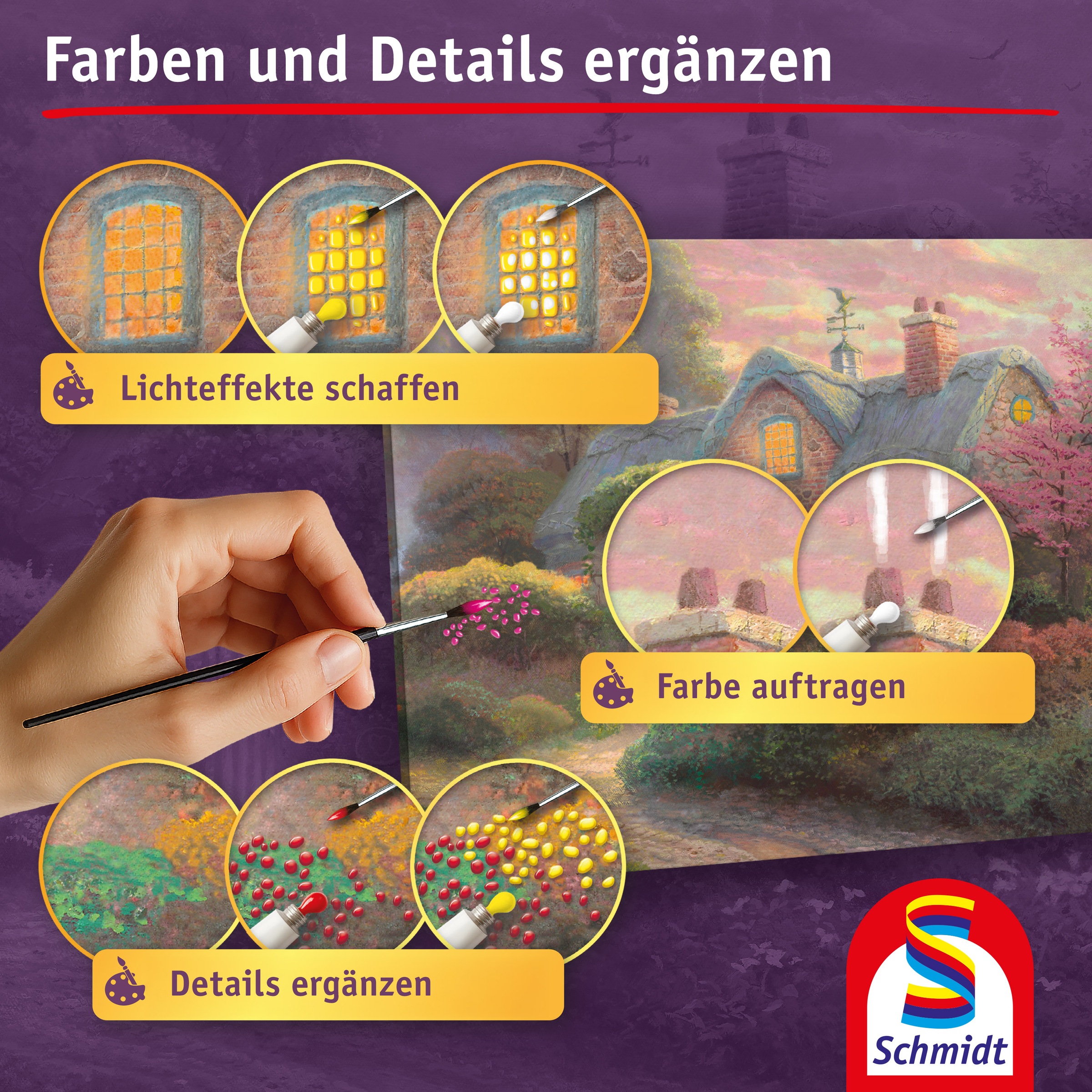 Schmidt Spiele Malvorlage »MyArtNoble, Thomas Kinkade, Malset Rosebud Cottage«