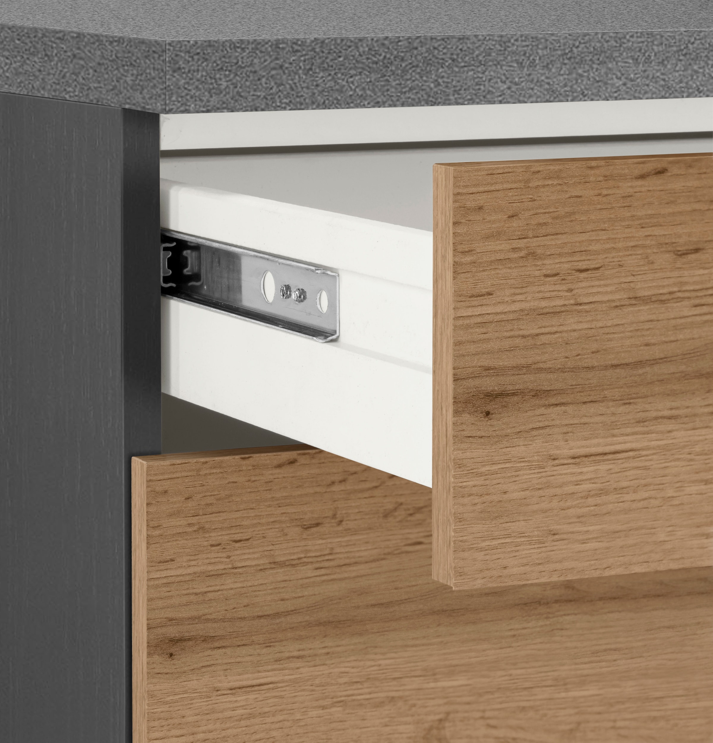 KOCHSTATION Unterschrank »KS-Colmar«, 150 cm breit, 2 Schubkästen, 2 Türen, 6 Fächer, für viel Stauraum