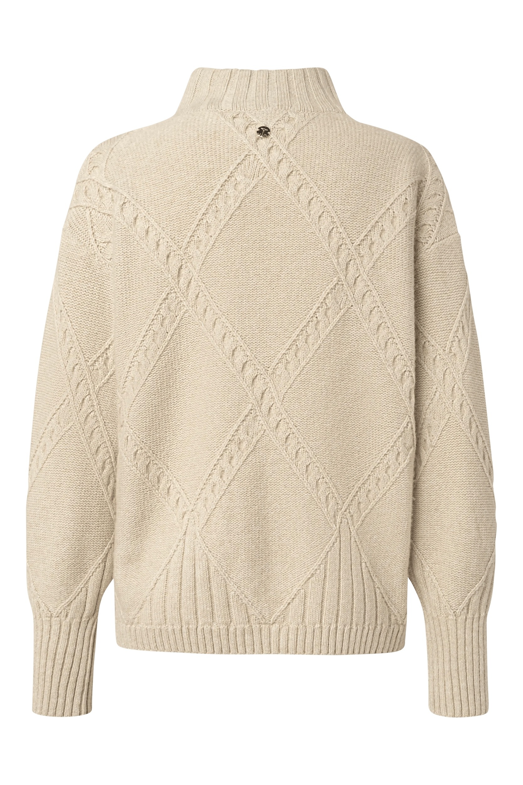 JOOP! Stehkragenpullover »Konfia« Rautenmuster mit integrierten Zopfstrickdetails, breite Rippbündchen