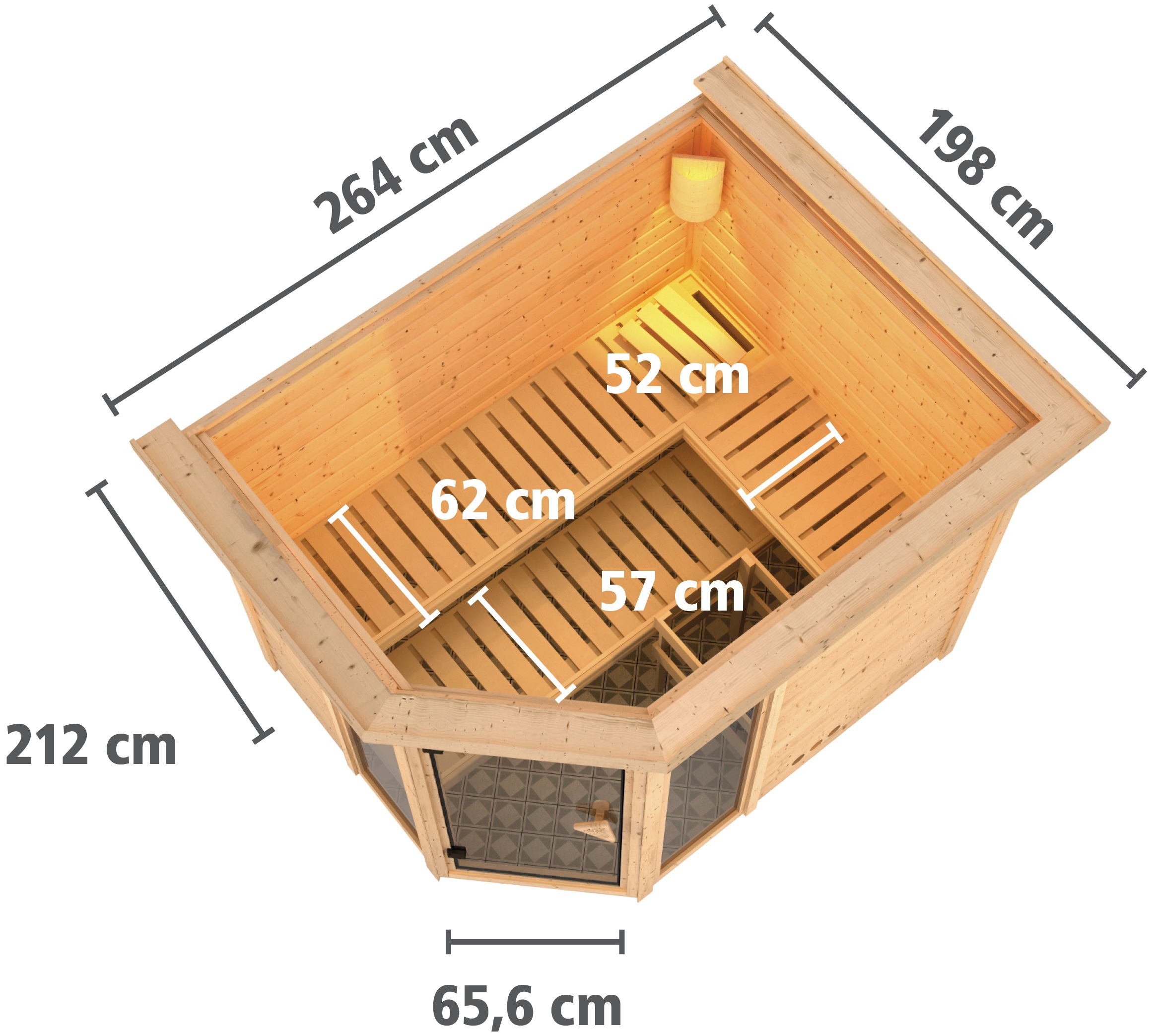 Karibu Sauna »Sina 3«, 9-kW-Ofen mit integrierter Steuerung