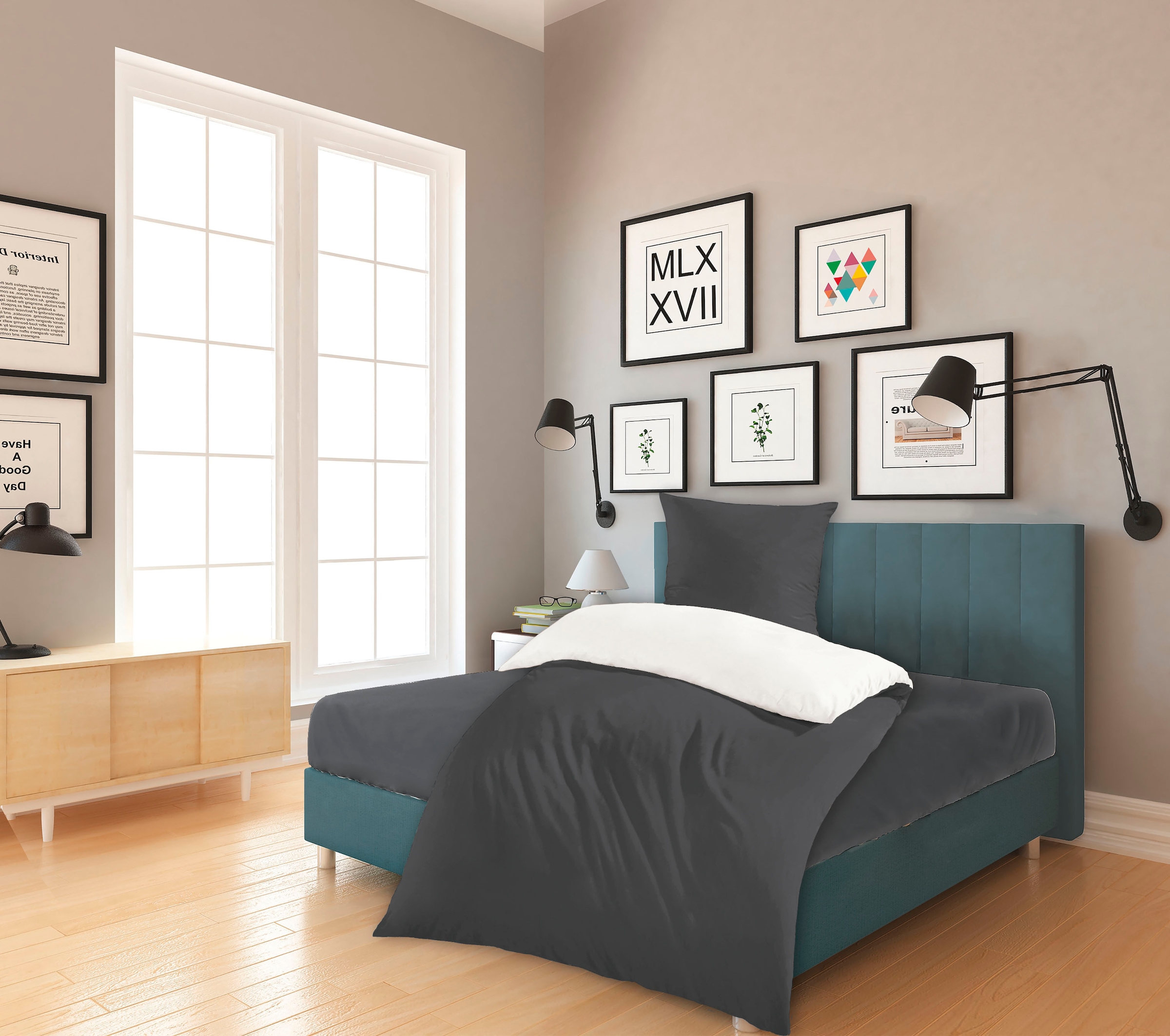 KiNZLER Wendebettwäsche »Wendebettwäsche Mikrofaser Flanell Bettwäsche "Cas günstig online kaufen