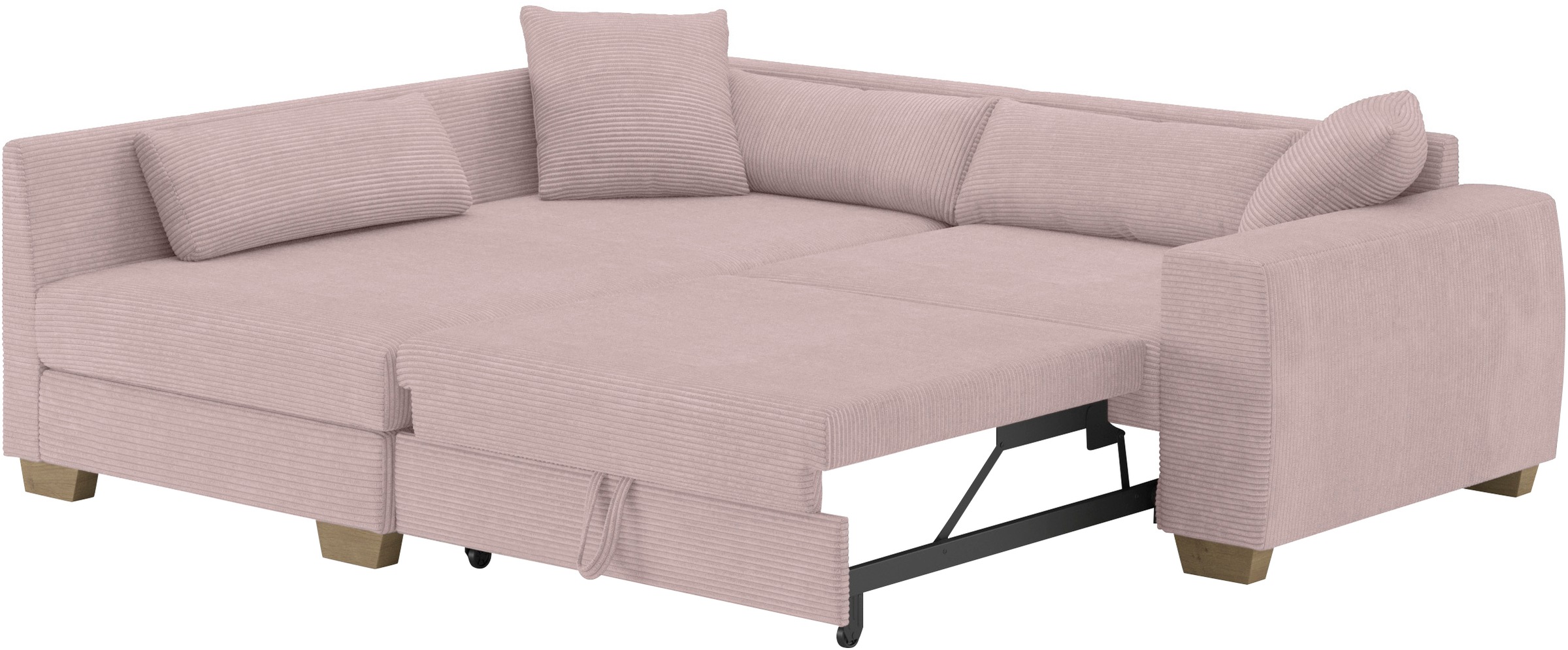 Mr. Couch Ecksofa »Helena L-Form, bis 140 kg belastbar«, mit Taschenfederkern, wahlweise mit Bettfunktion