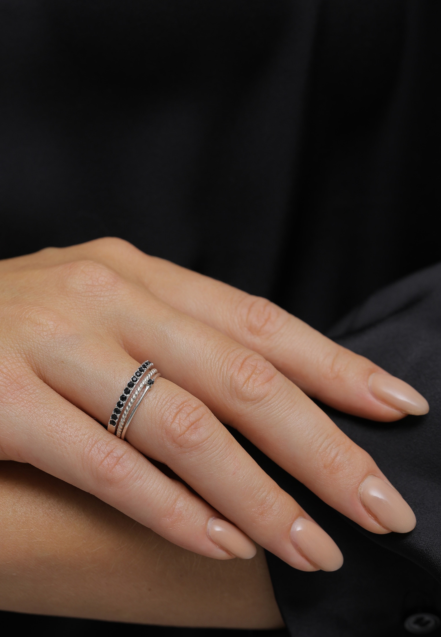 Elli Solitärring »Stapelring 3er Set 925 Silber, mit Kristallen von Swarovski®«