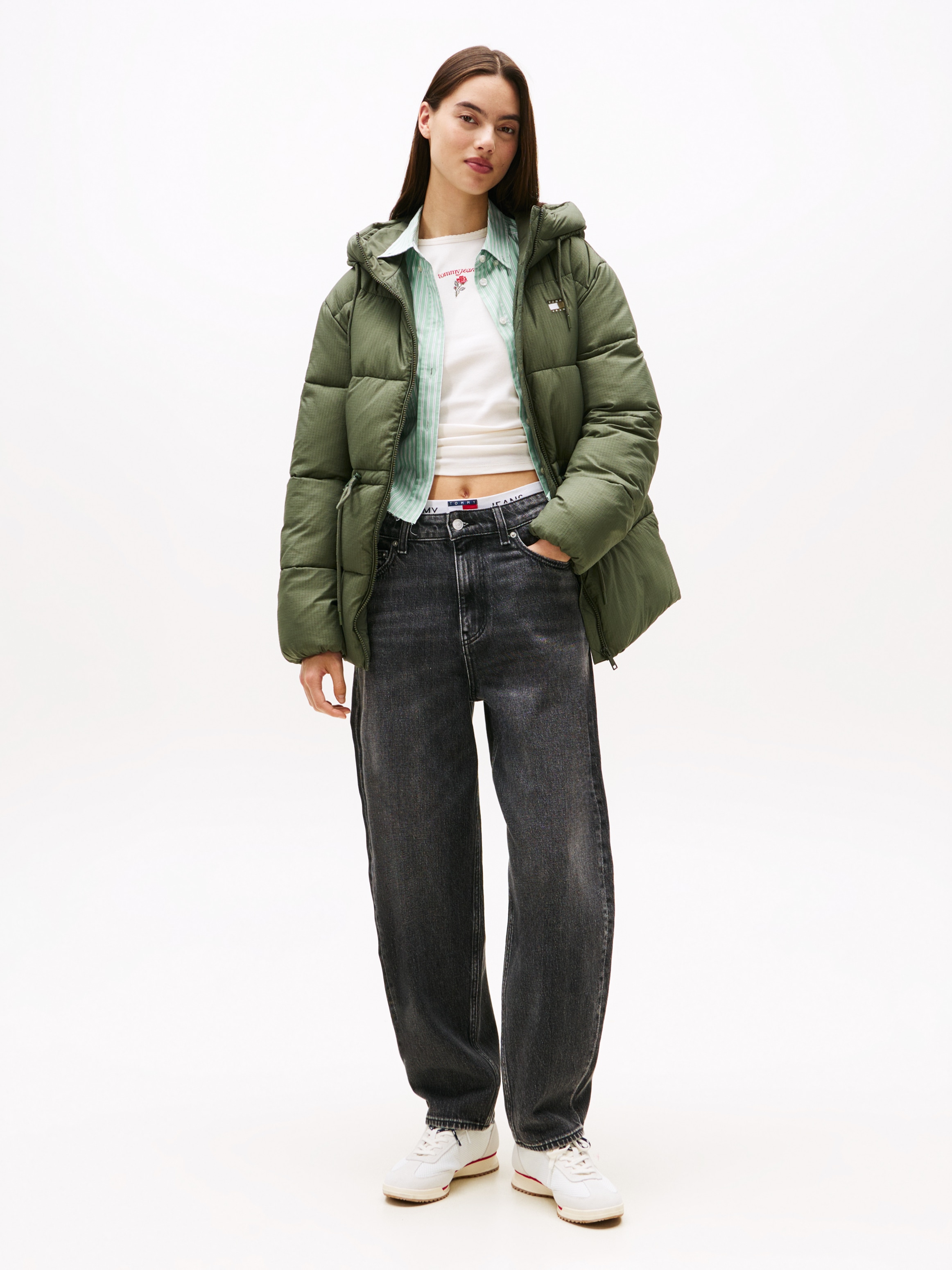 Tommy Jeans Steppjacke »TJW HOODED MIDI PUFFER JACKET« mit Kapuze