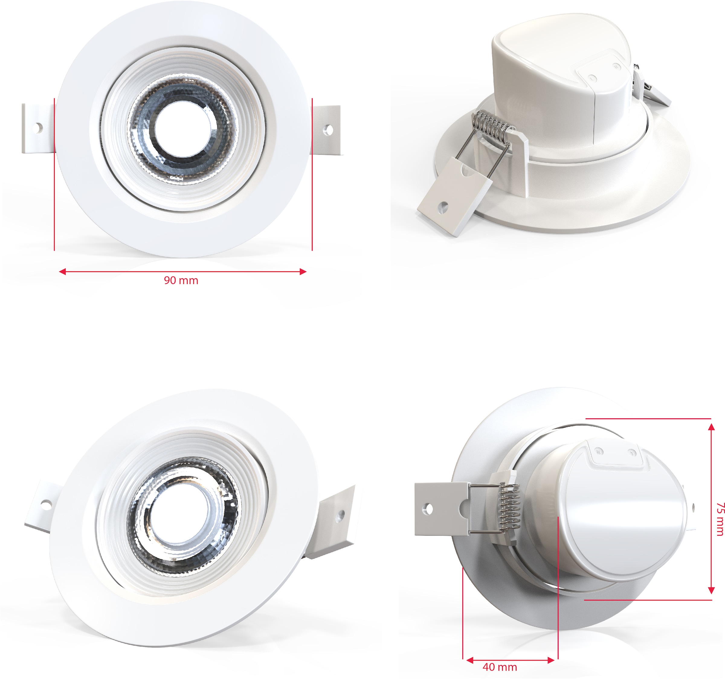 B.K.Licht LED Einbauleuchte »Alcor«, 5 flammig, Leuchtmittel LED-Board | LED fest integriert, LED Einbaustrahler, Spots, flach, Deckenleuchte, 90mm inkl. 5W 350lm