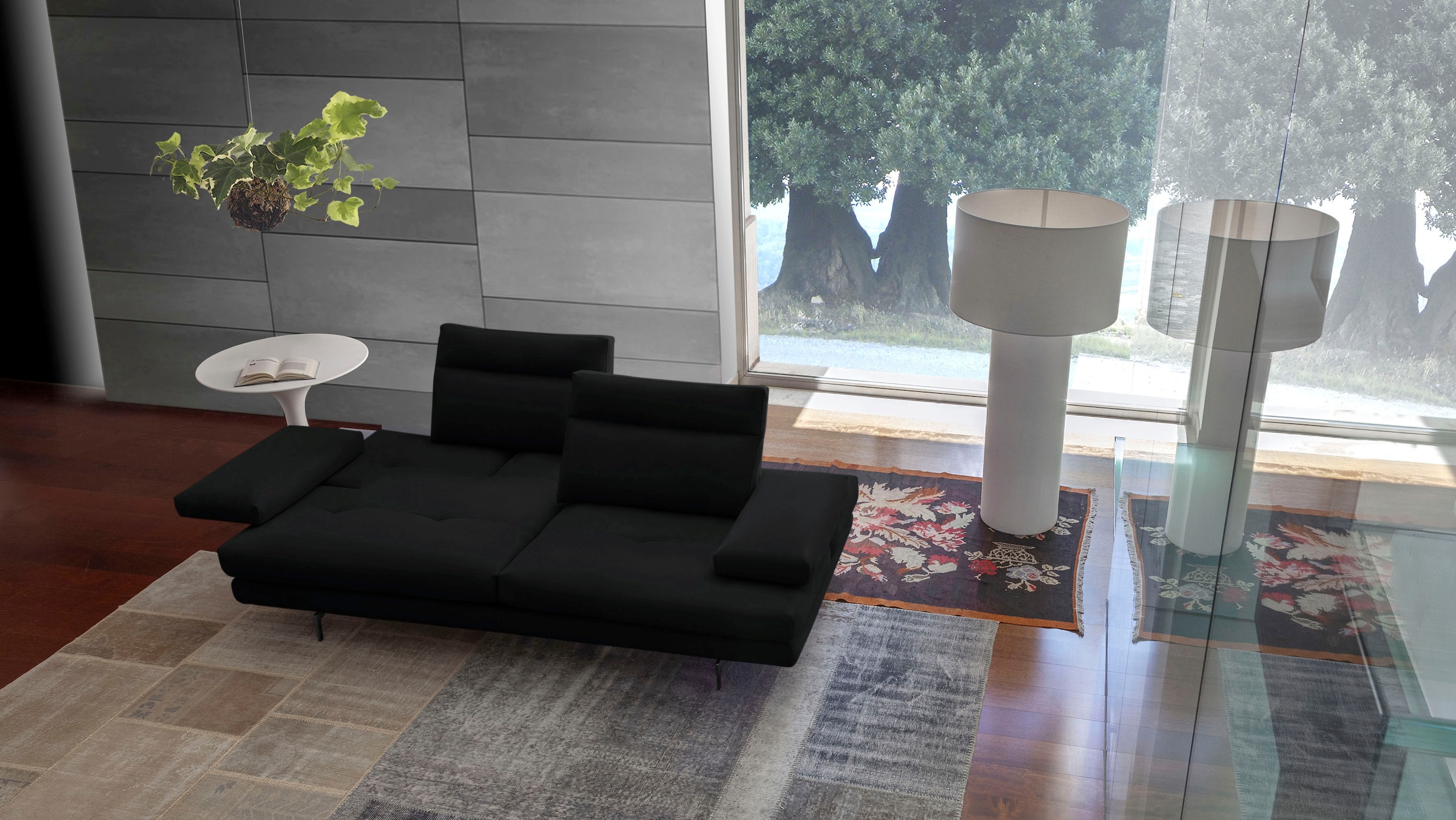 CALIA ITALIA 3,5-Sitzer »Toby Wing, italienisches Designsofa, super bequem, Megasofa«, inkl. Sitztiefenverstellung und Armteilfunktion, Füße in Schwarz matt