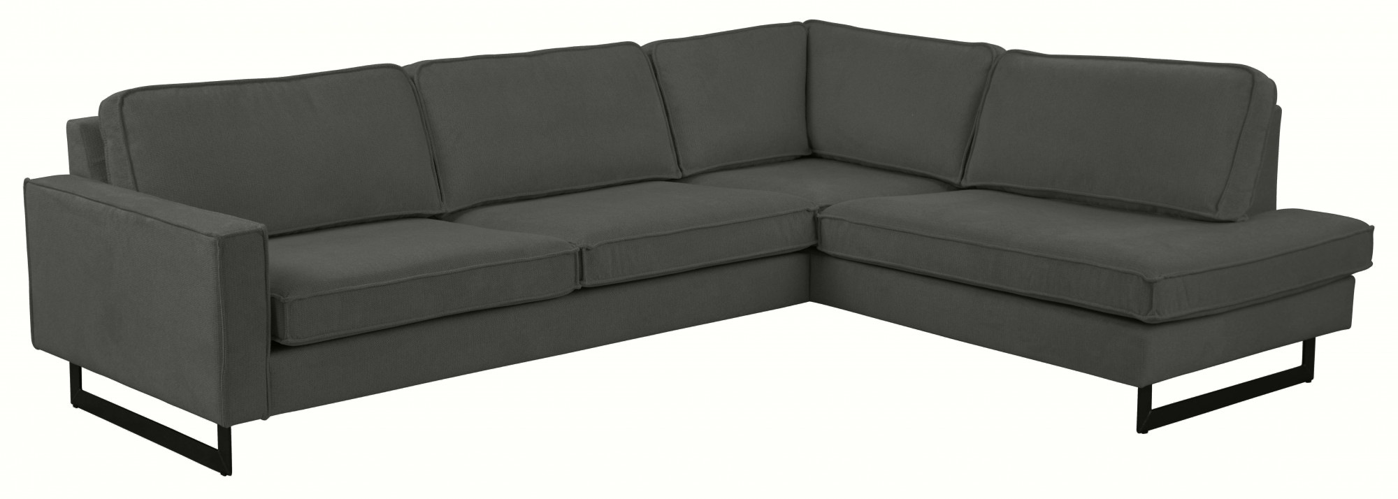 Places of Style Ecksofa »Pinto, 290 cm, Cord, Chenille, Lederoptik, Ottomane links / rechts«, mit Keder, schwarze Metallfüße, Wellenunterfederung