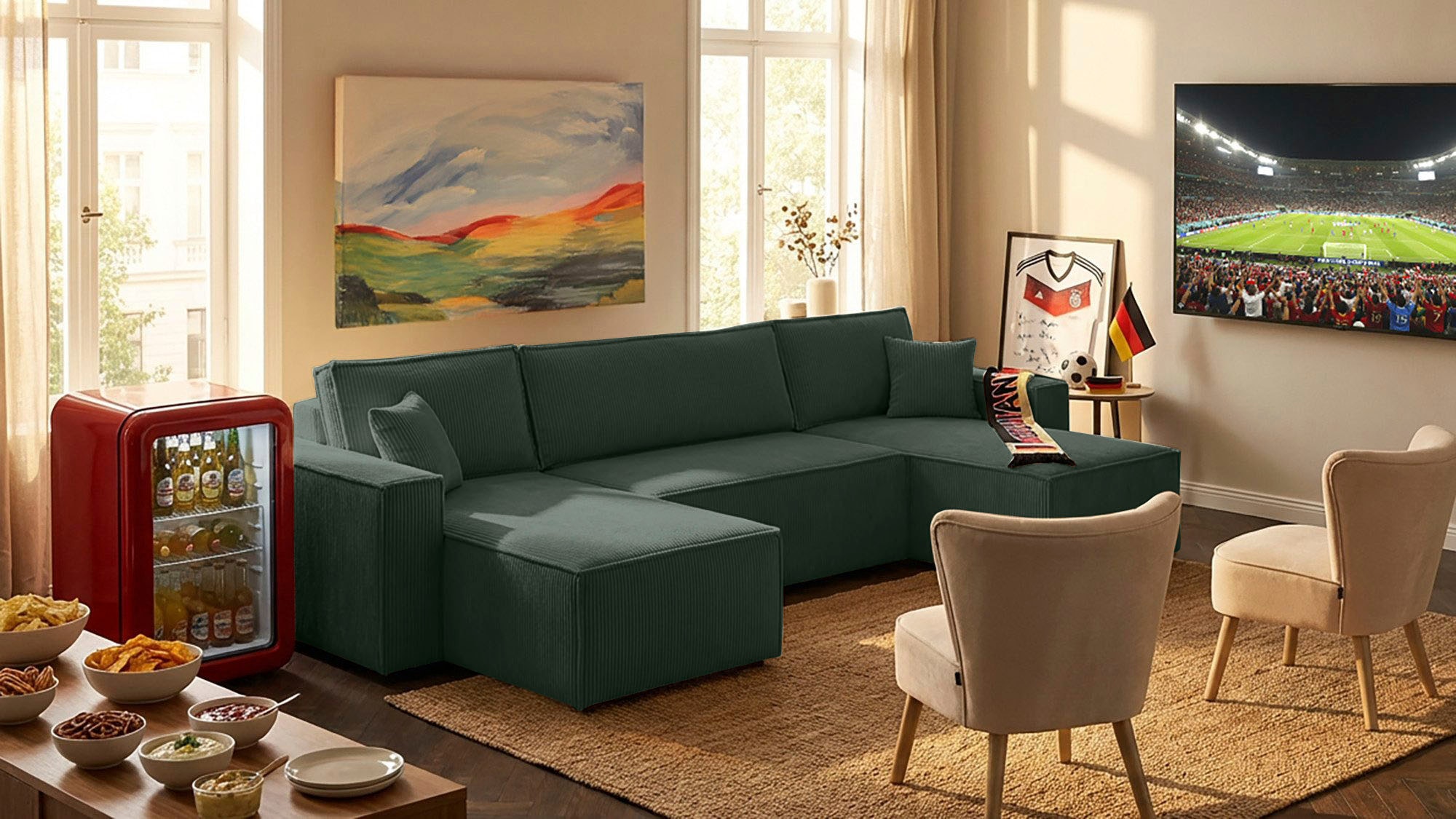 OTTO home Wohnlandschaft »CASSI L-Form, 311cm - OTTO. Verlässliche Qualität.« Schlaffunktion (133/270), Bettkasten, Cord, Unser Tiefpreis
