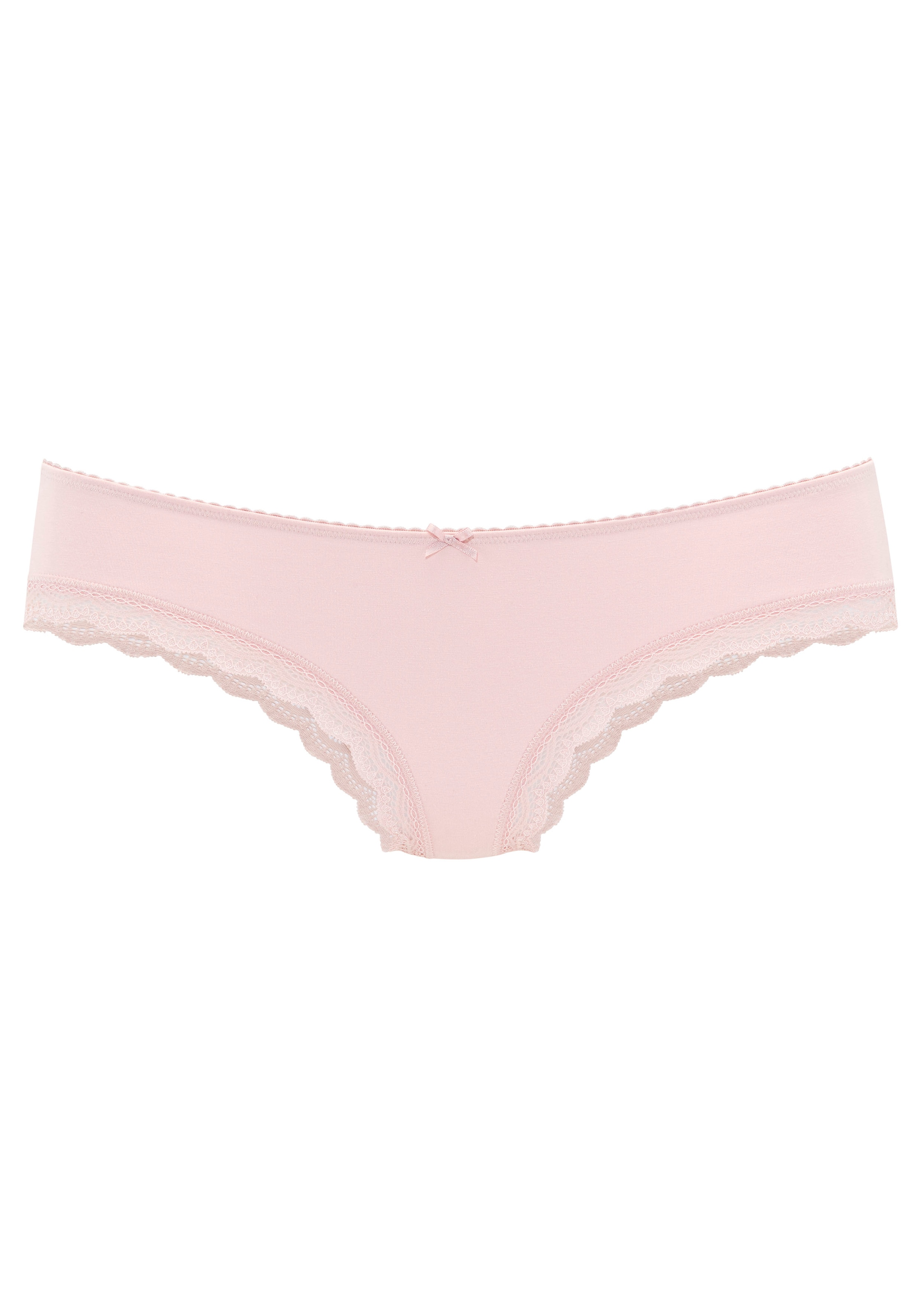 LASCANA Brasilslip 5er-Pack,  aus elastischer Baumwolle mit zarter Spitze, mit Aufbewahrungsbox