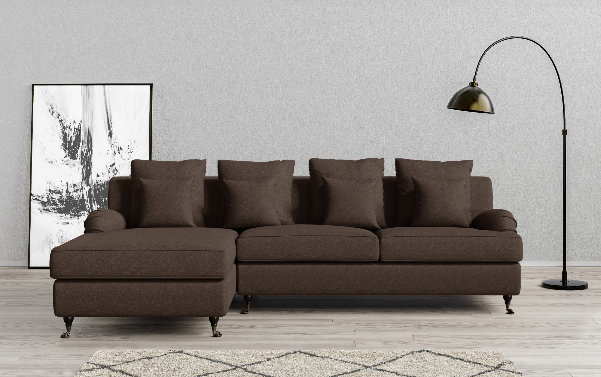 Guido Maria Kretschmer Home&Living Ecksofa »NORIN L-Form«, zwei Fußarten: vorne - Rollen, hinten - Holzfüße