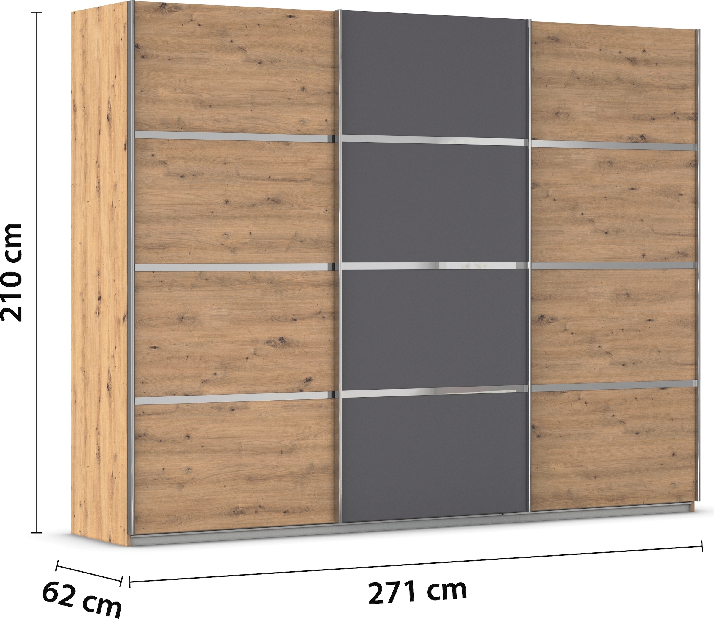 rauch Kleiderschrank »Schwebetürenschrank Garderobe Schrank TOP ANGEBOT Avola«, (in 3 verschiedenen Ausstattungen BASIC/CLASSIC/PREMIUM), mit eleganten Zierleisten in Chrom, Schwarz oder Weiß MADE IN GERMANY
