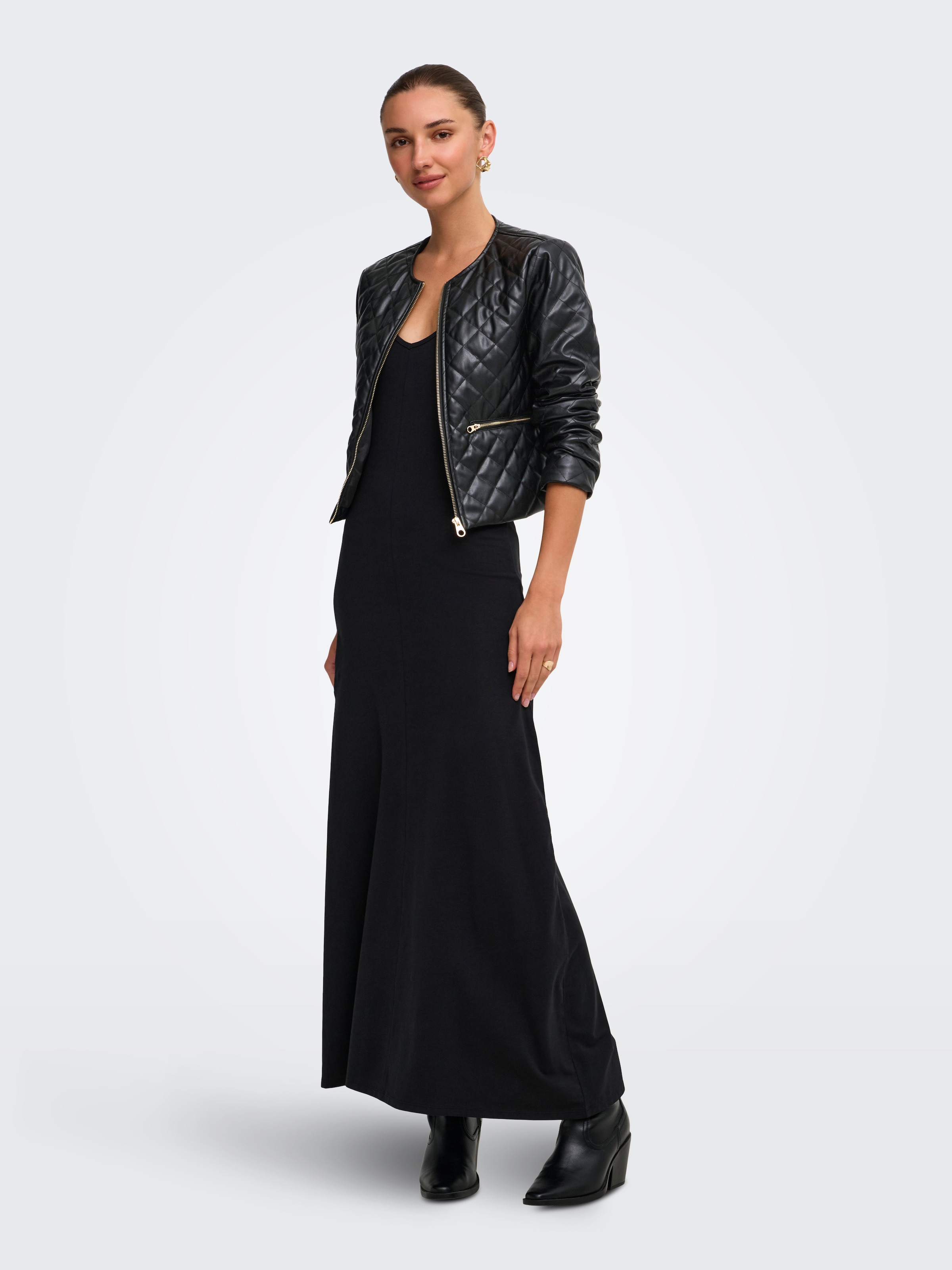 ONLY Lederimitatjacke »ONLJACKIE FAUX LEATHER JACKET CC OTW« Lederimitat, gesteppte Optik, Reißverschlusstaschen