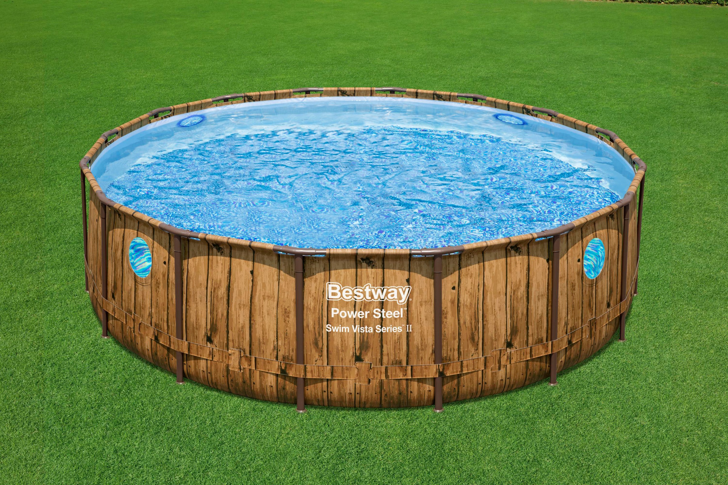 Bestway Framepool »Power Steel Swim Vista«, (Set), 488x122 cm, Holzoptik