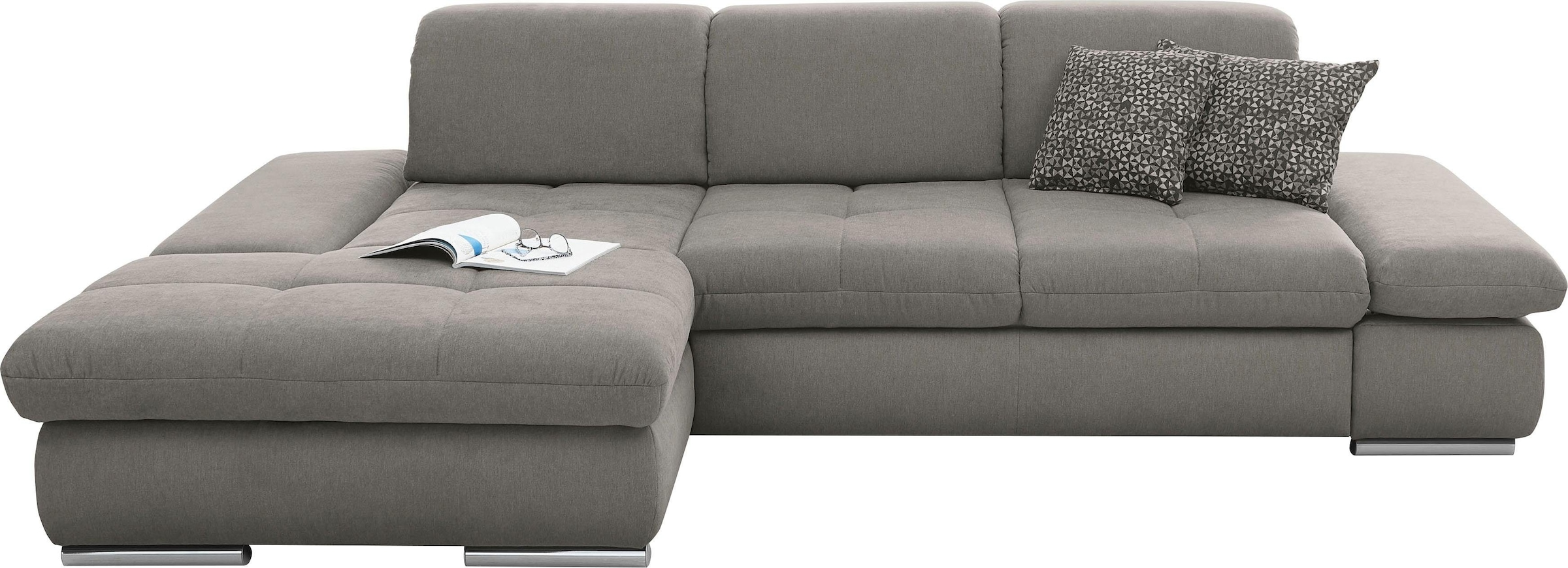 set one by Musterring Ecksofa »SO4100 V«, mit verstellbaren Kopfteilen, wahlweise mit Funktionen, Cord-Bezug