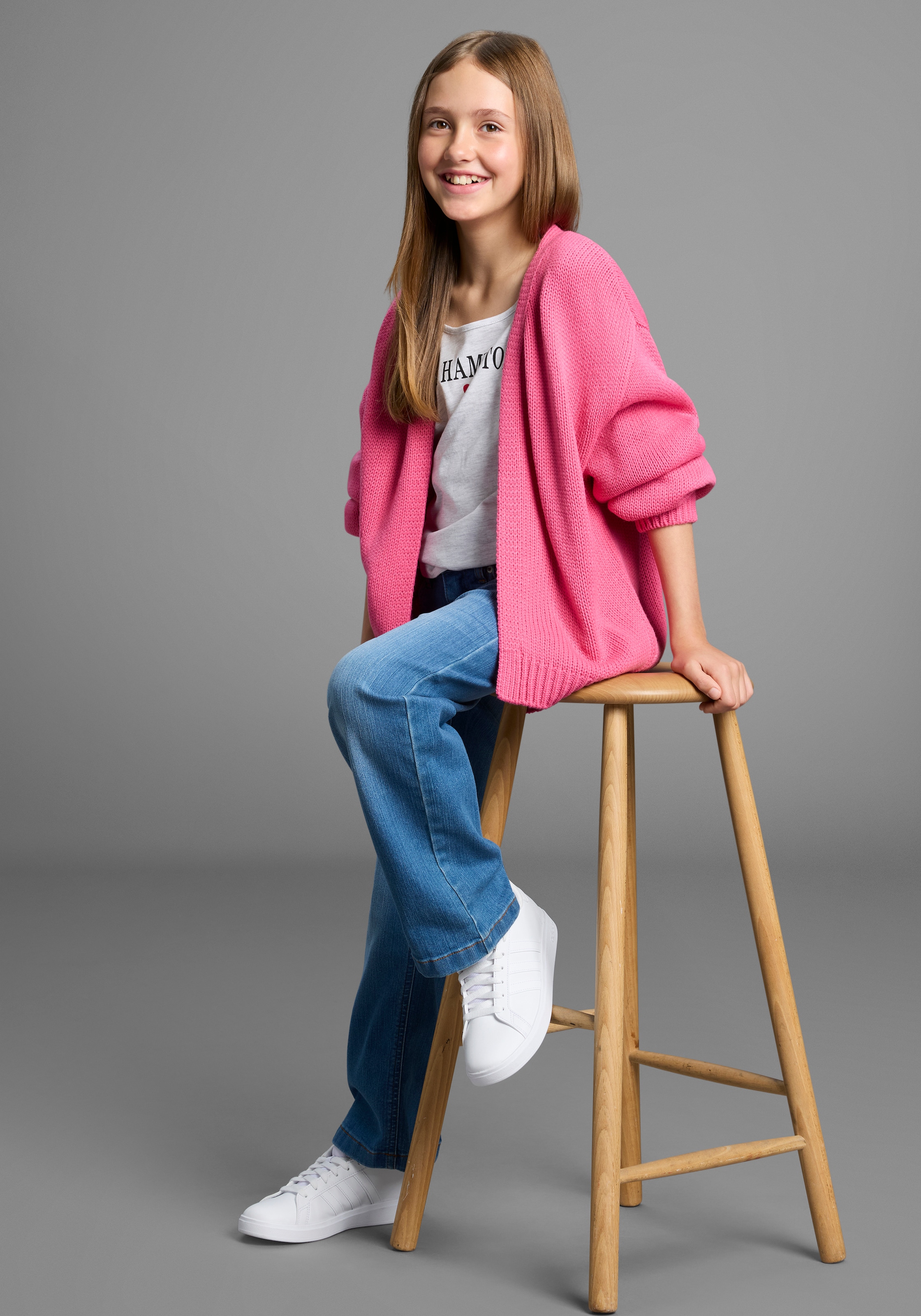 Bruno Banani Strickjacke »Cardigan, Strickjacke in offener weiter Form« NEU: BRUNO BANANI für TEENS! Lockerer, weicher Strick