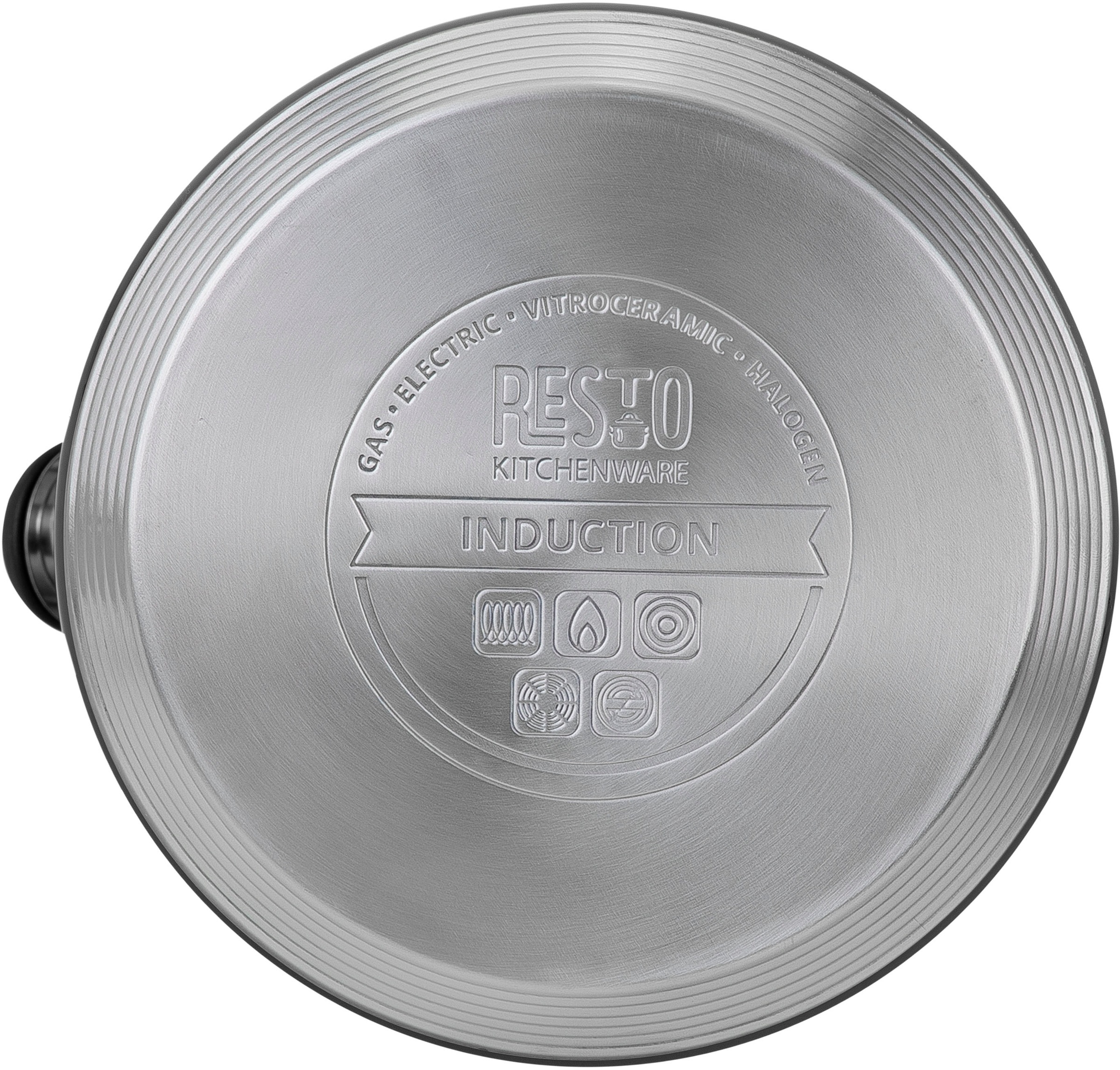 RESTO Kitchenware Wasserkessel »Aries, Flötenkessel 2,7 l, mit 3D-Design, im Geschenkkarton«, Edelstahl, (1 tlg.), mit ergonomischem, wärmeableitenden Bakelit-Griff