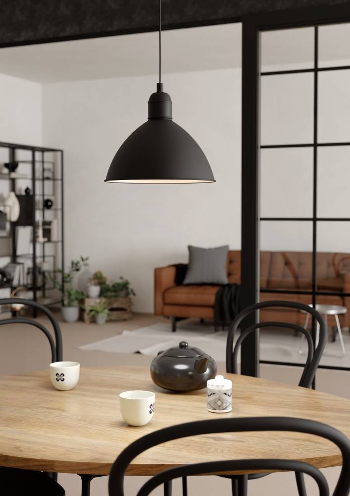 EGLO Hängeleuchte »HYKEHAM Pendellampe, Stahl, E27, Hängelampe, Esszimmerlampe, Lampe«, 1 flammig, Leuchtmittel E27 | ohne Leuchtmittel, Hängeleuchte, H110 x Ø30,50 cm, schwarz, weiss, 1X40W exkl.