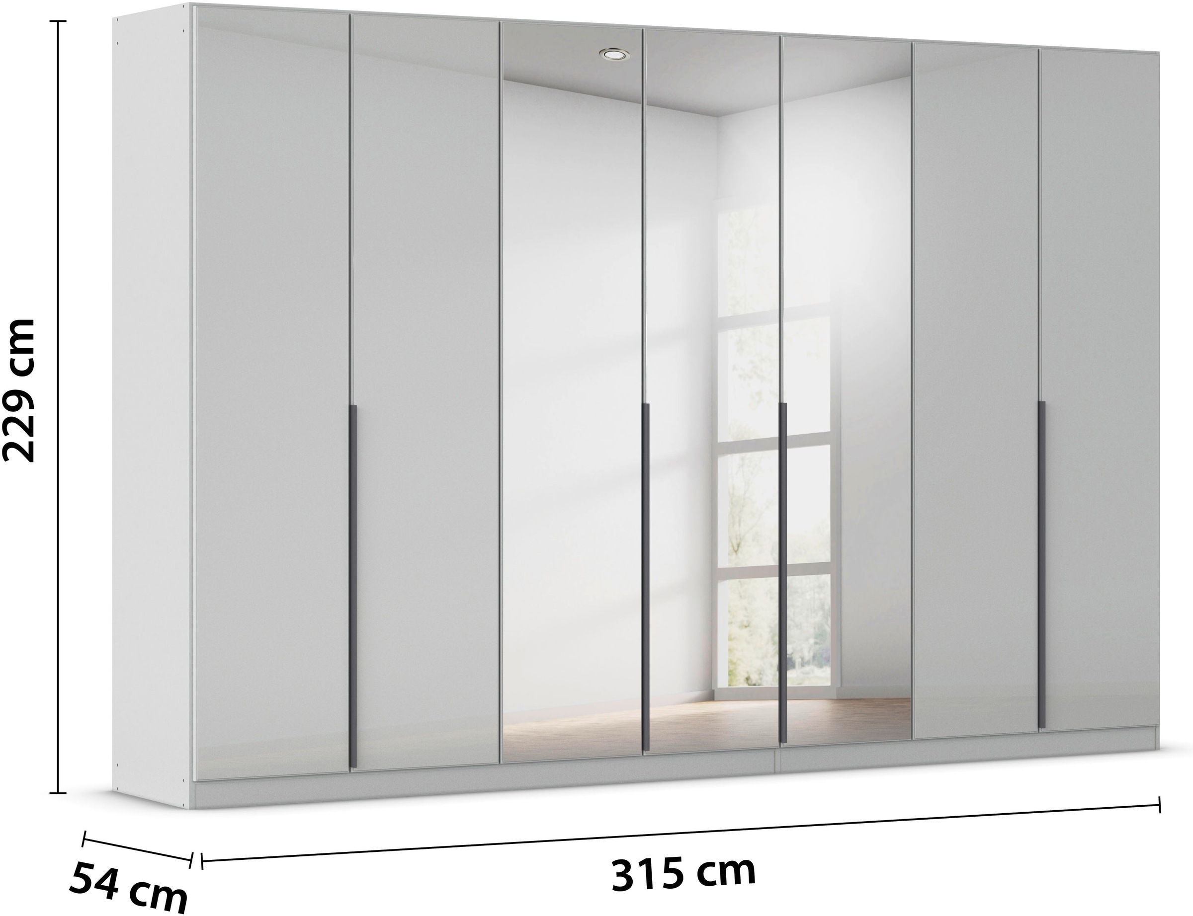 rauch Drehtürenschrank »Kleiderschrank Kleiderschränke Schrank Garderobe AGORDO mit Glasfront«, (in zwei Griff-Farben, Breiten 91-360 cm), durchdachte Innenausstattung, in 7 Breiten und 2 Höhen MADE IN GERMANY