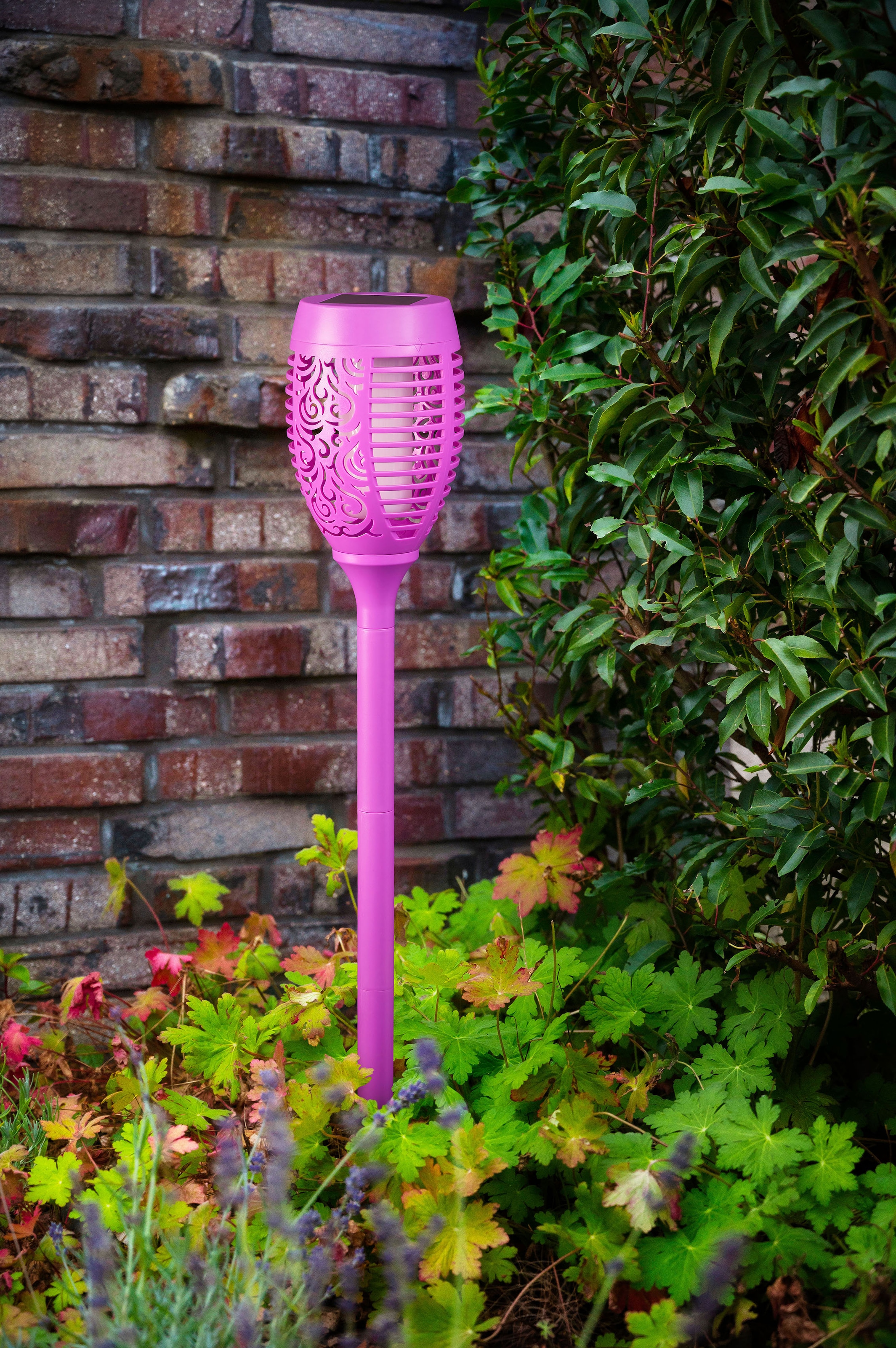 BONETTI LED Gartenfackel, Leuchtmittel LED-Modul | LED fest integriert, LED Solar Gartenfackel mit realer Flamme 3er Set