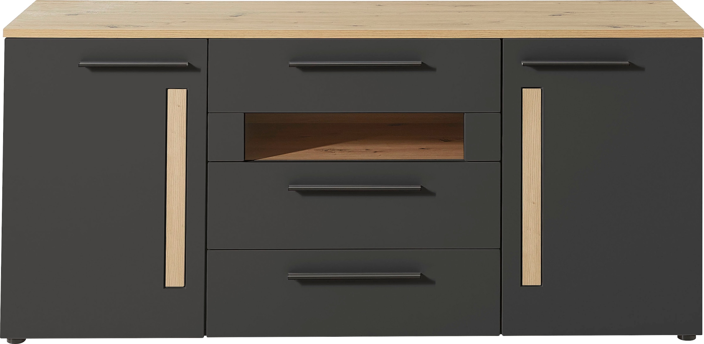 Innostyle Sideboard »Loft Two«, Breite 180 cm, 2 Holztüren, 3 Schubkästen, 1 offenes Fach
