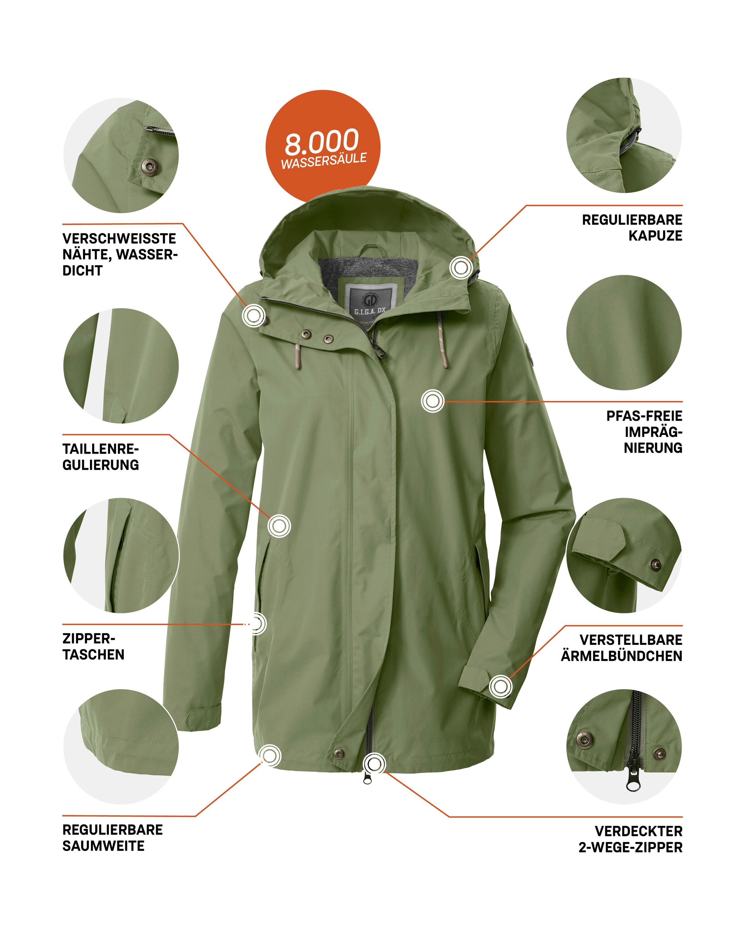 G.I.G.A. DX by killtec Funktionsjacke »Damen Funktionsjacke OOGS 1« Wasser- und winddichte Damenjacke, regulierbar, PFAS-frei imprägniert