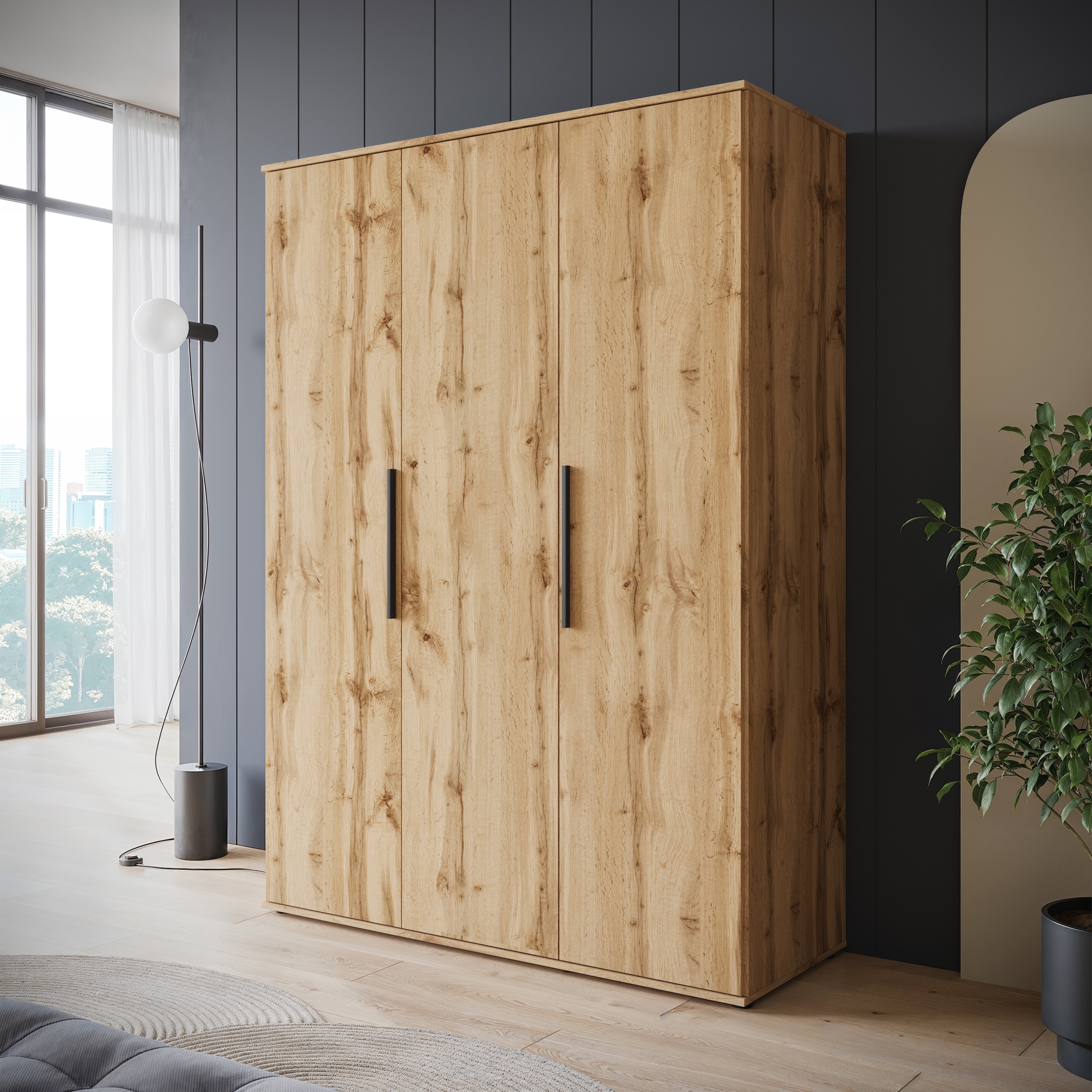 INOSIGN Kleiderschrank »LAGOS Wäscheschrank, Garderobe, schwarze Griffe, Made in Europe«, Moderner Drehtürenschrank, FSC-zertifiziert, Schlafzimmerschrank