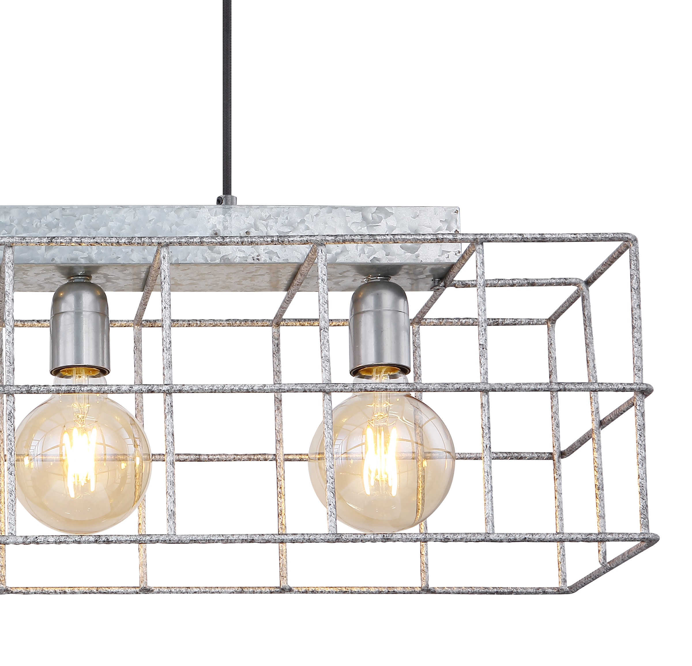 GLOBO LIGHTING Hängeleuchte »MERRIL« E27 1 Stk. Zinkfarbene Hängeleuchte mit Käfig aus Betonstahl-Gitter