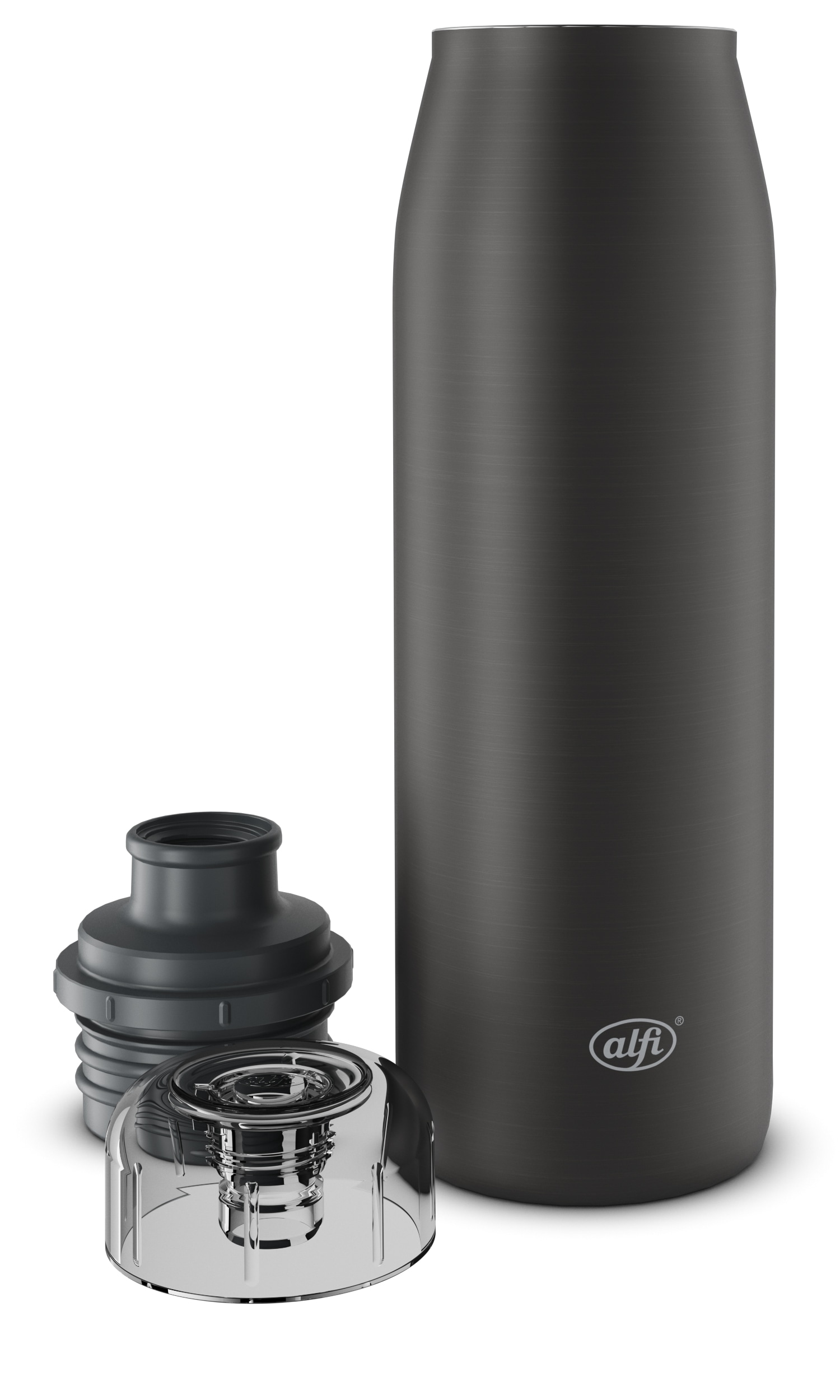 Alfi Isolierflasche »ISO BOTTLE, Edelstahlkörper, spülmaschinenfest«, (1 tlg.), 0,5l, 12h heiß & 24h kalt, Trinköffnung mit konsistentem Trinkfluss