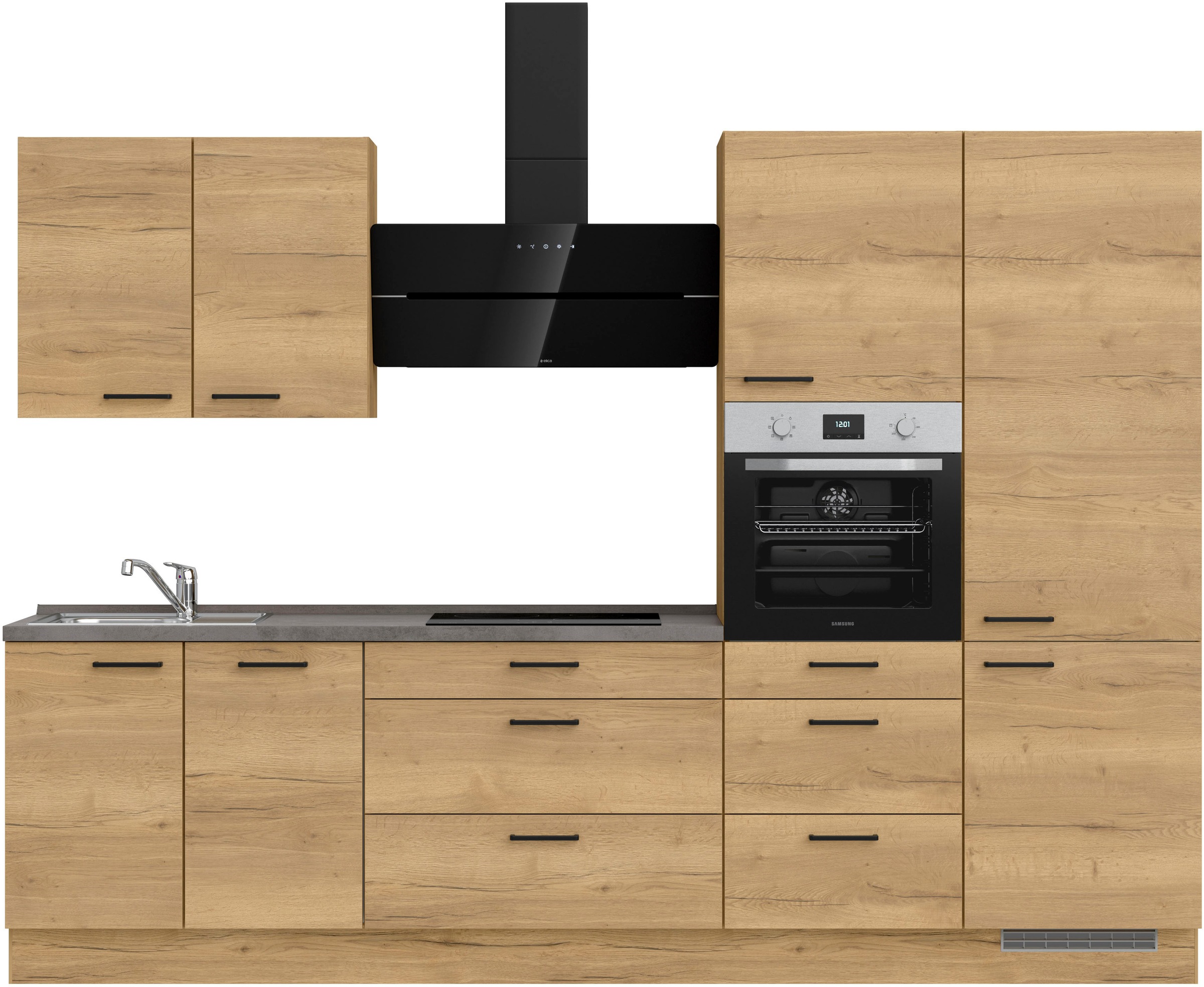 nobilia® Küchenzeile »"Structura II"« vormontiert, Ausrichtung wählbar, Breite 300 cm, wahlw. mit E-Geräten