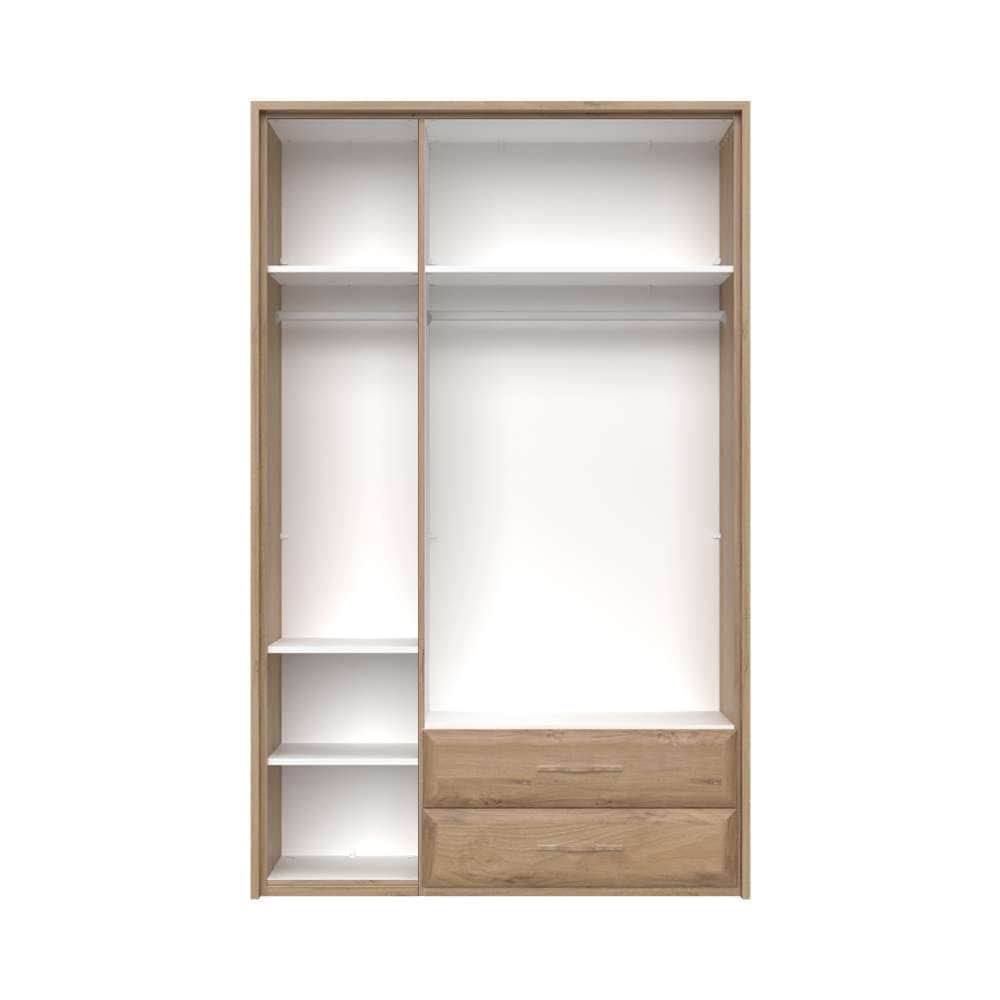 Home affaire Kleiderschrank »Gala, beige hochglänzend UV lackiert, kratzfest, FSC-zertifiziert«, (abgerundete Schubladen aus MDF im Holzdekor, soft-close), mit Beleuchtung und Passpartourahmen, hoher Schrank (224cm), 3 Breiten