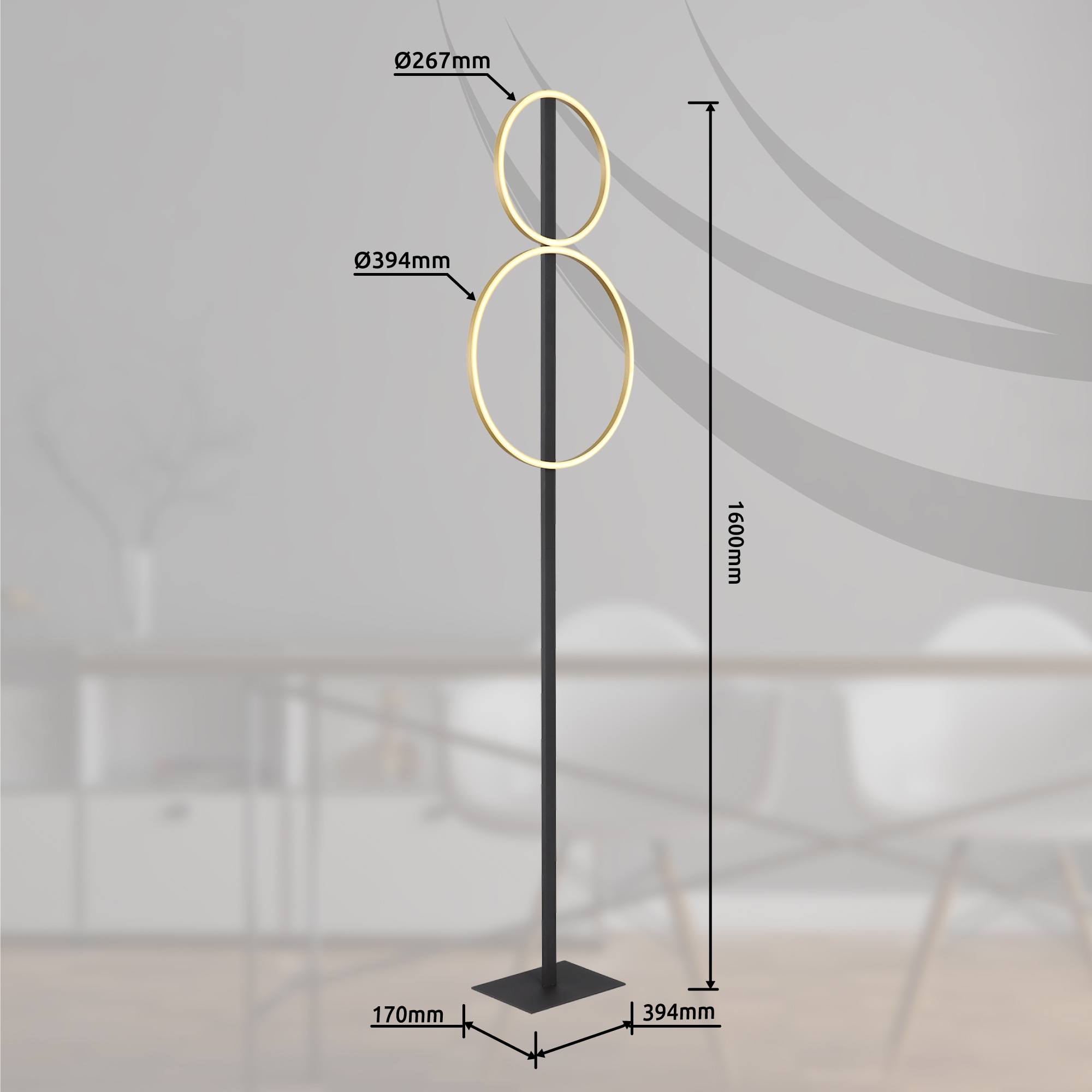 GLOBO LIGHTING LED Stehlampe »STEHLEUCHTE METALL SCHWARZ MATT, 1XLED«, Leuchtmittel LED-Modul | LED fest integriert, Stehleuchte/Wohnzimmer/Schlafzimmer/Flur