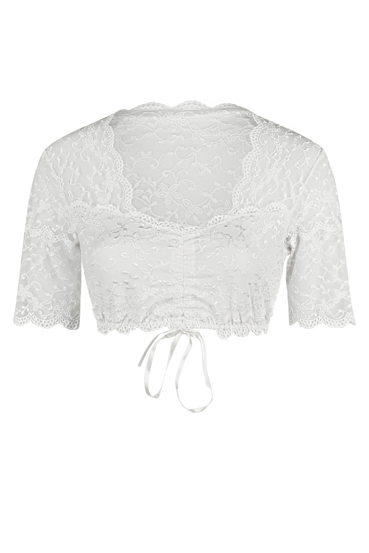 Nina Von C. Dirndlbluse V-Ausschnitt, Spitze, bauchfrei, Kurzarm, Schnürung vorne