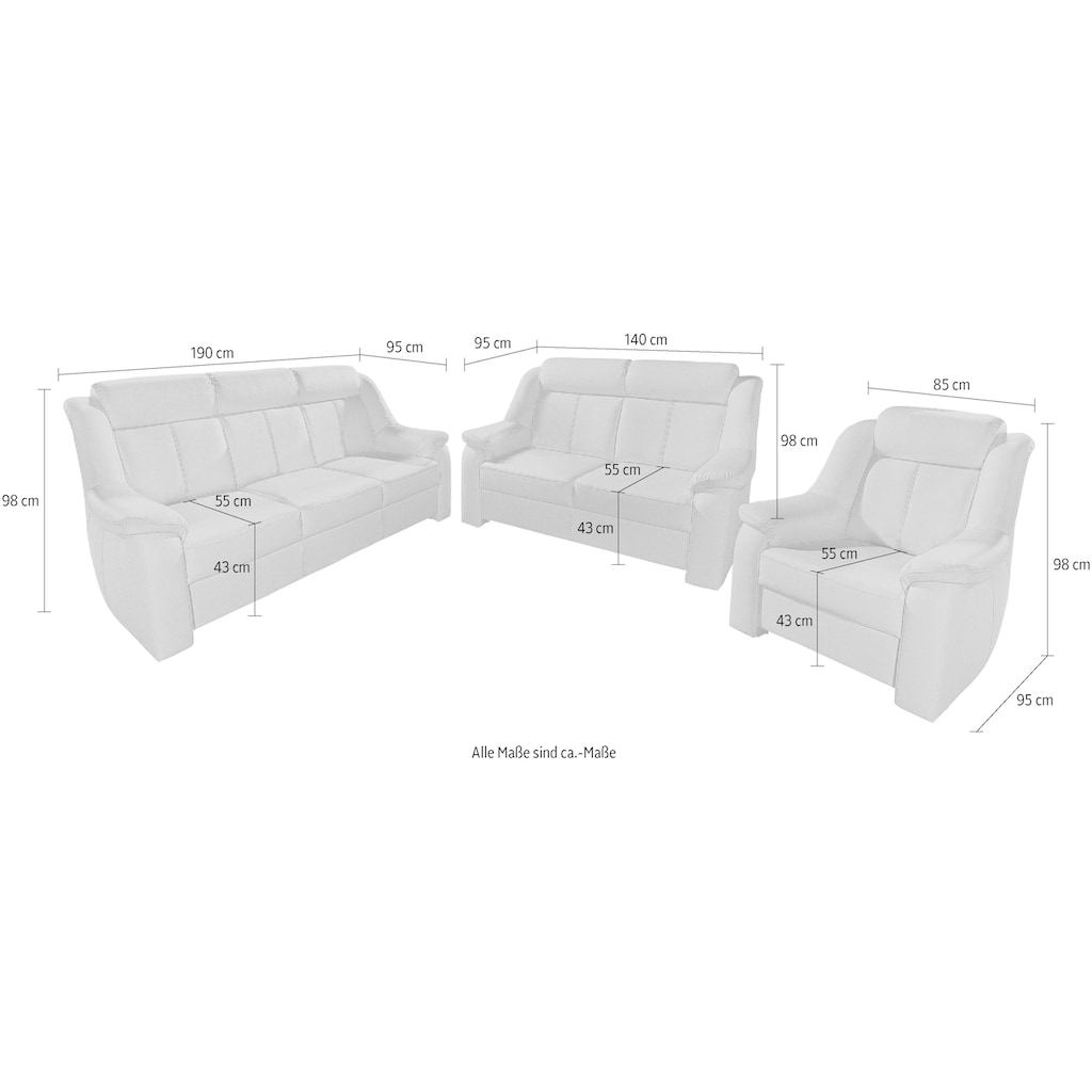 sit&more Polstergarnitur, Set, bestehend aus 3-Sitzer + 2-Sitzer + Sessel