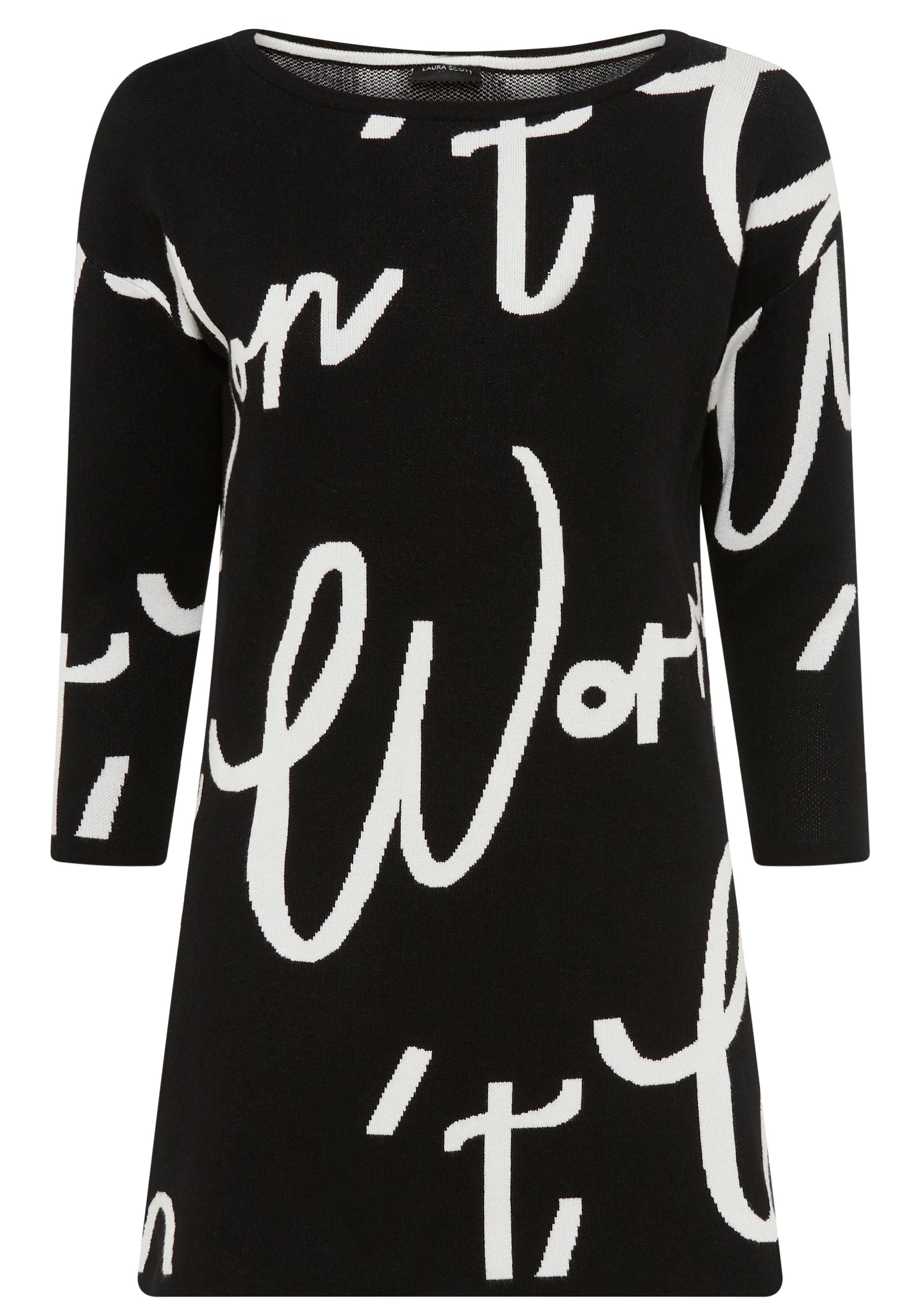 Laura Scott Jacquardpullover Feinstrickpullover mit femininem Lettering