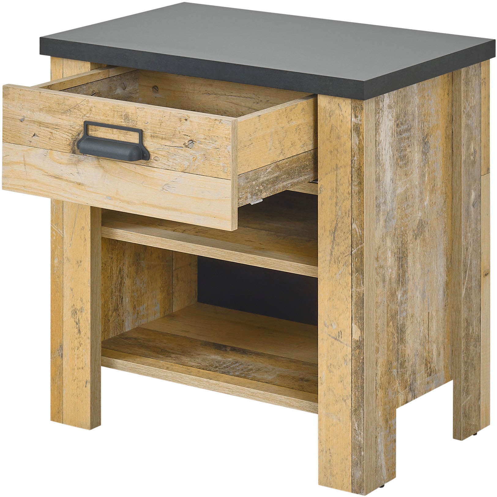 Home affaire Nachtkommode »SHERWOOD«, mit Apothekergriff aus Metall, Schubkasten "Soft close", Breite 60 cm