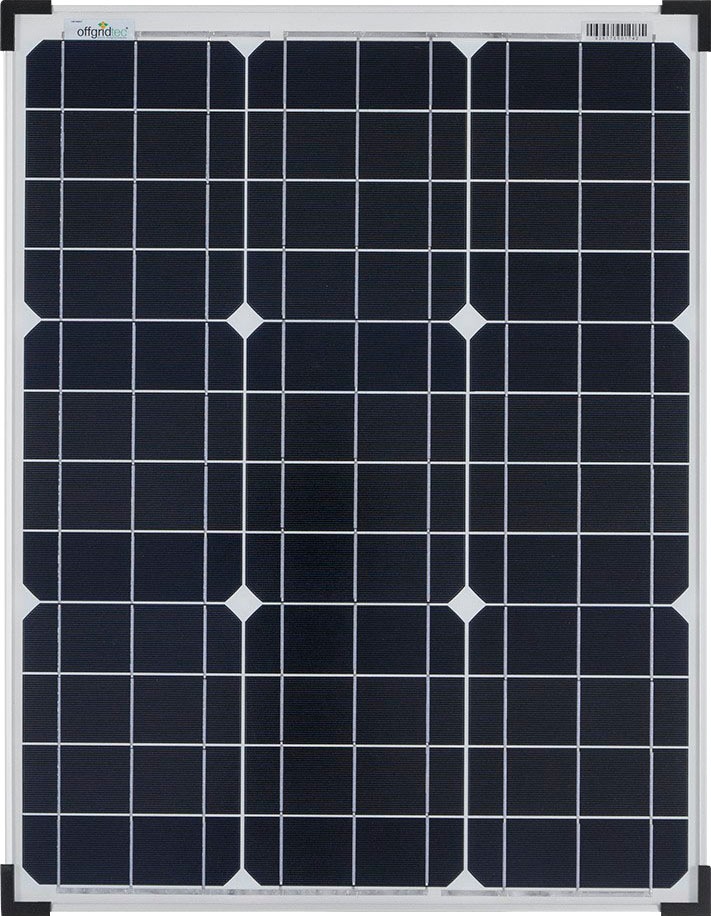offgridtec Solarmodul »50W MONO 12V Solarpanel«, extrem wiederstandsfähiges ESG-Glas