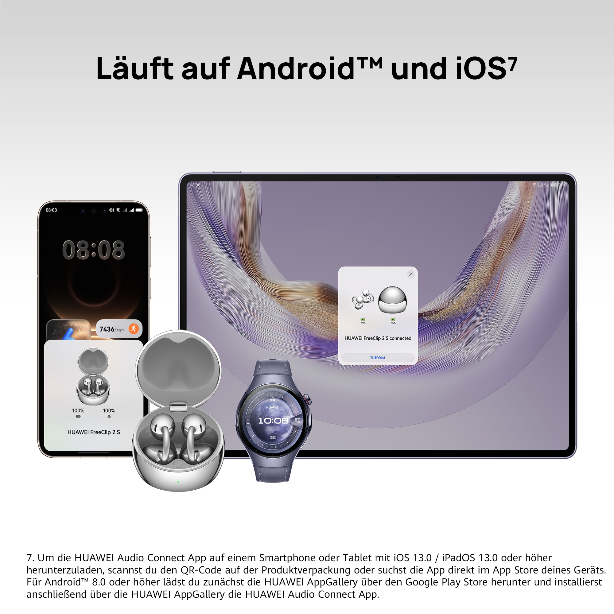 Huawei Open-Ear-Kopfhörer »FreeClip 2 S« A2DP Bluetooth Freisprechfunktion